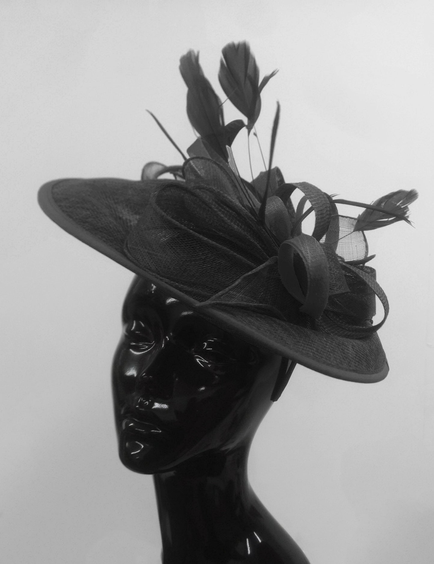 Caprilite Big Saucer Sinamay Black Mixed Colour Fascinator On Headband