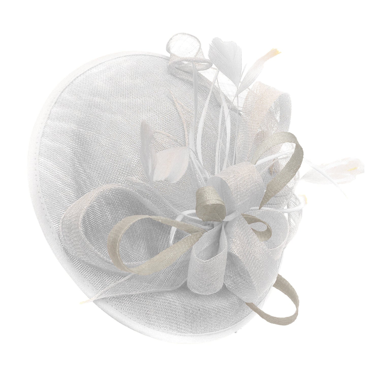 Caprilite Big Saucer Sinamay White & Cream Mixed Colour Fascinator On Headband