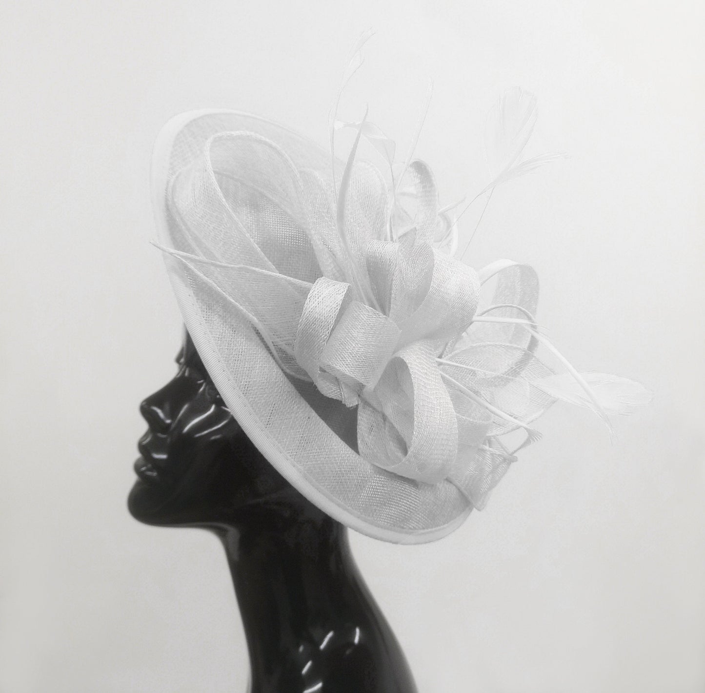 Caprilite Big Saucer Sinamay White Colour Fascinator On Headband