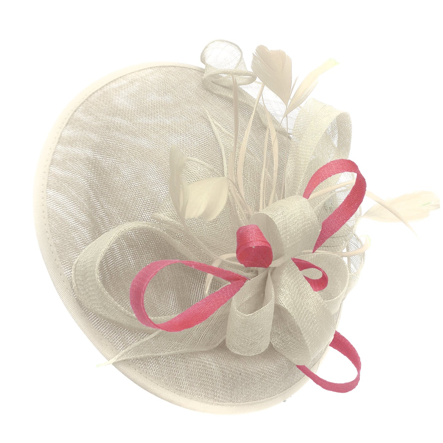 Caprilite Big Saucer Sinamay Cream Ivory & Baby Pink Mixed Colour Fascinator On Headband