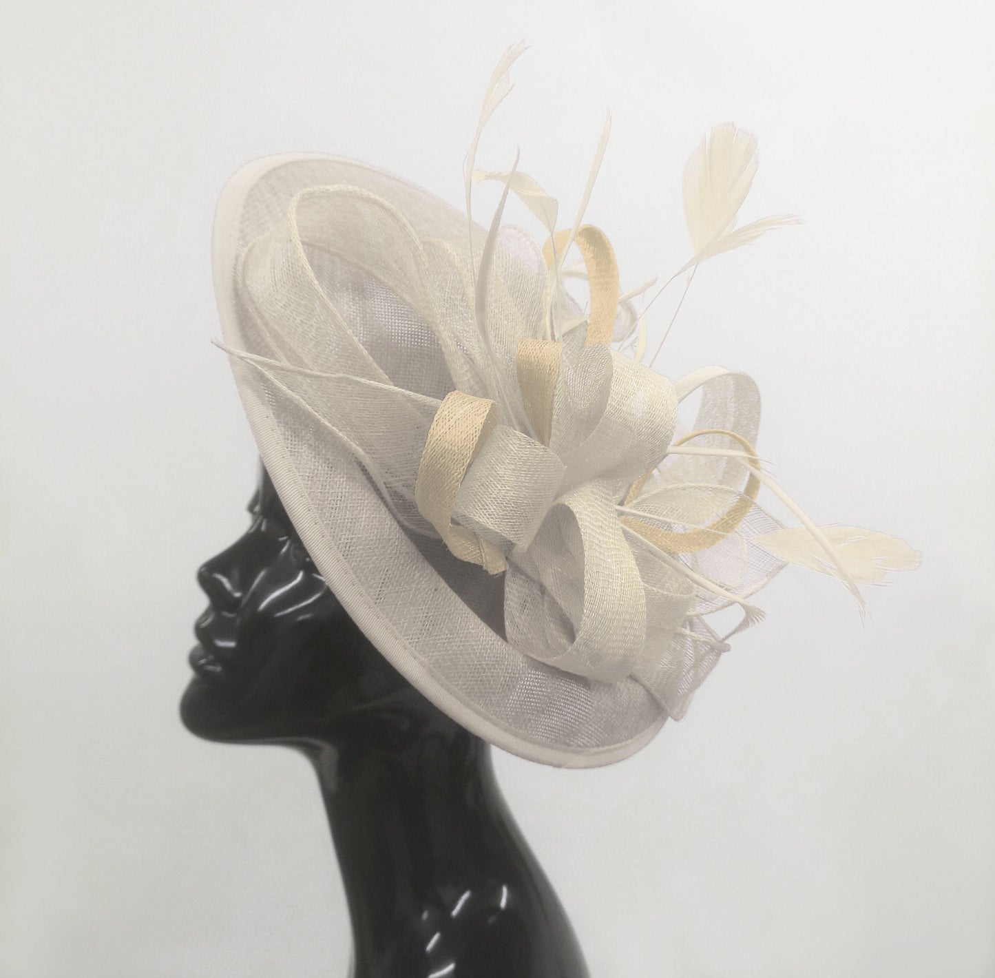 Caprilite Big Saucer Sinamay Cream Ivory Colour Fascinator On Headband