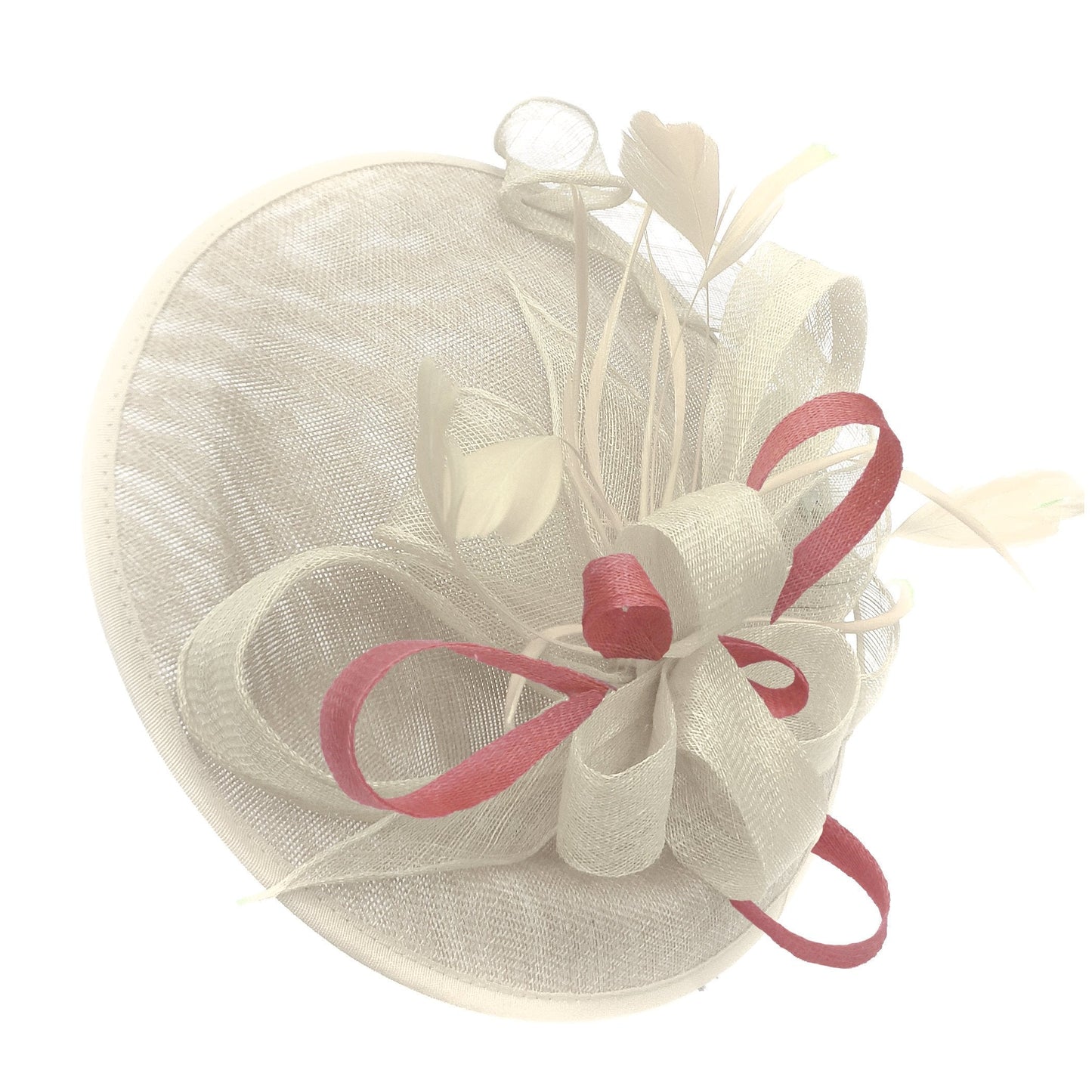 Caprilite Big Saucer Sinamay Cream Ivory & Dusty Pink Mixed Colour Fascinator On Headband