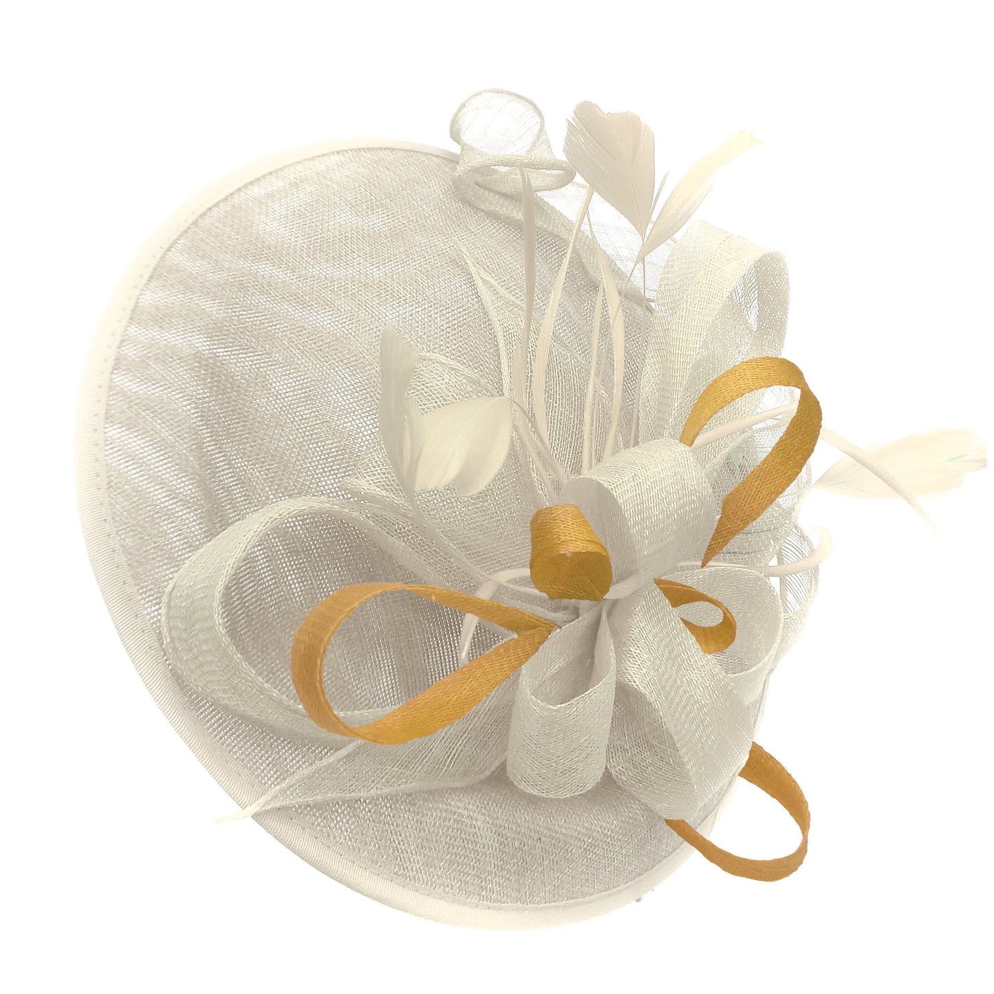 Caprilite Big Saucer Sinamay Cream Ivory & Gold Mixed Colour Fascinator On Headband