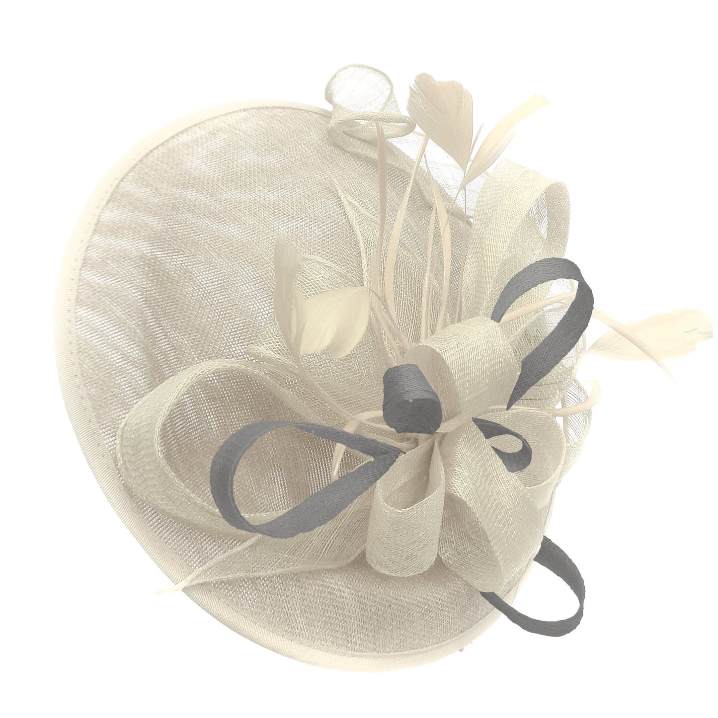 Caprilite Big Saucer Sinamay Cream ivory & Silver Grey Mixed Colour Fascinator On Headband