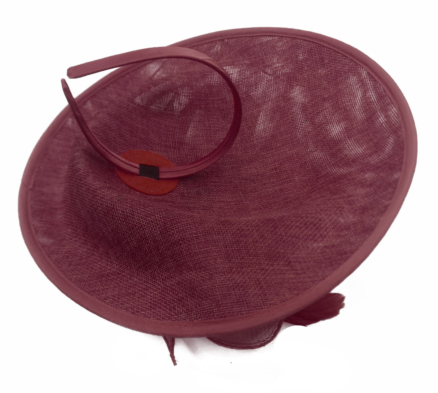 Caprilite Big Saucer Sinamay Burgundy & Yellow Mixed Colour Fascinator On Headband