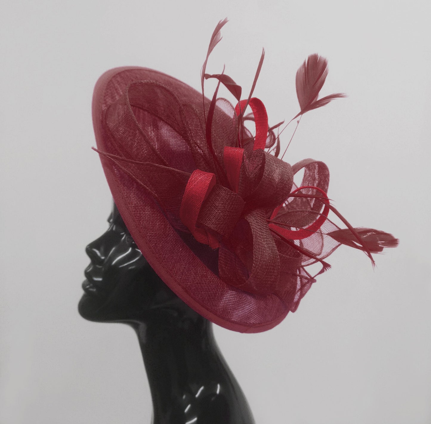 Caprilite Big Saucer Sinamay Burgundy Mixed Colour Fascinator On Headband
