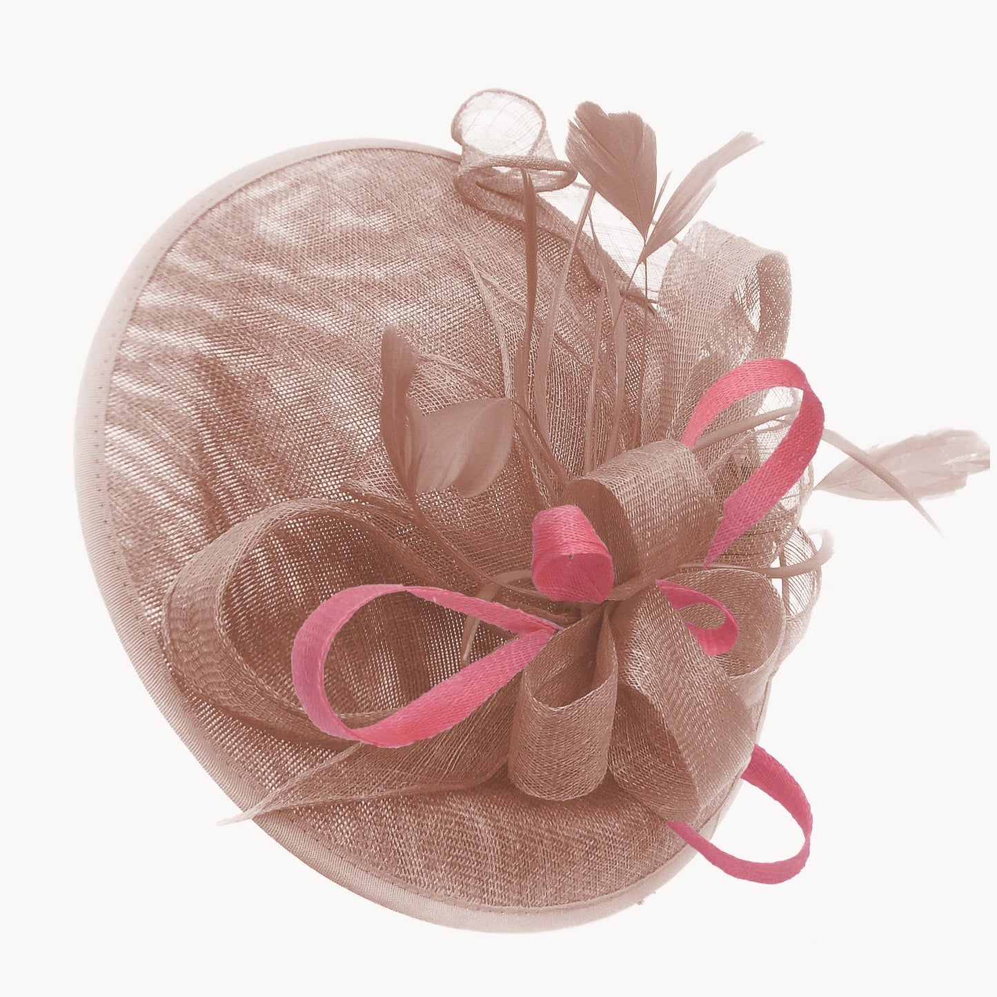 Caprilite Big Saucer Sinamay Dusty Pink & Baby Pink Mixed Colour Fascinator On Headband