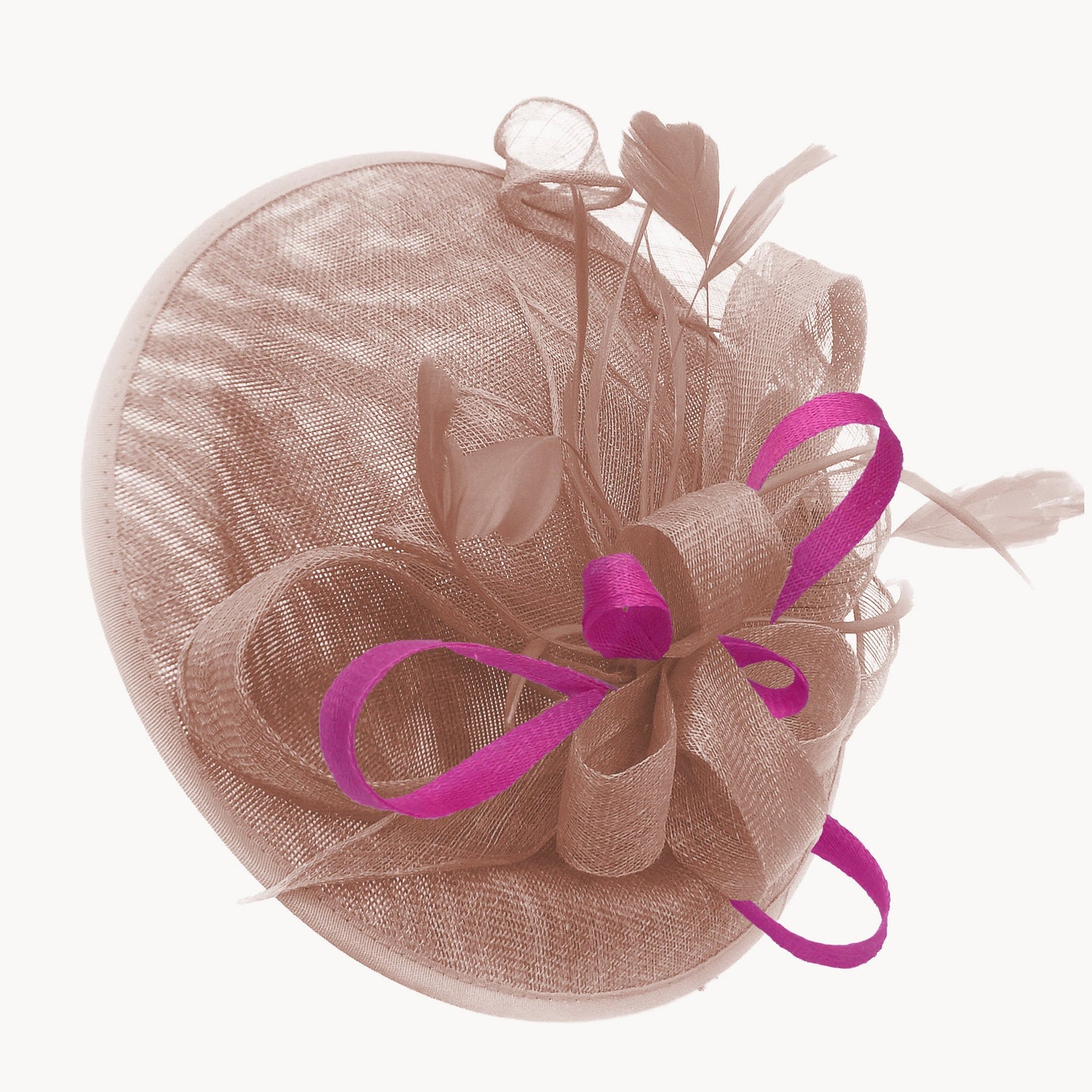 Caprilite Big Saucer Sinamay Dusty Pink & Fuchsia Hot Pink Mixed Colour Fascinator On Headband