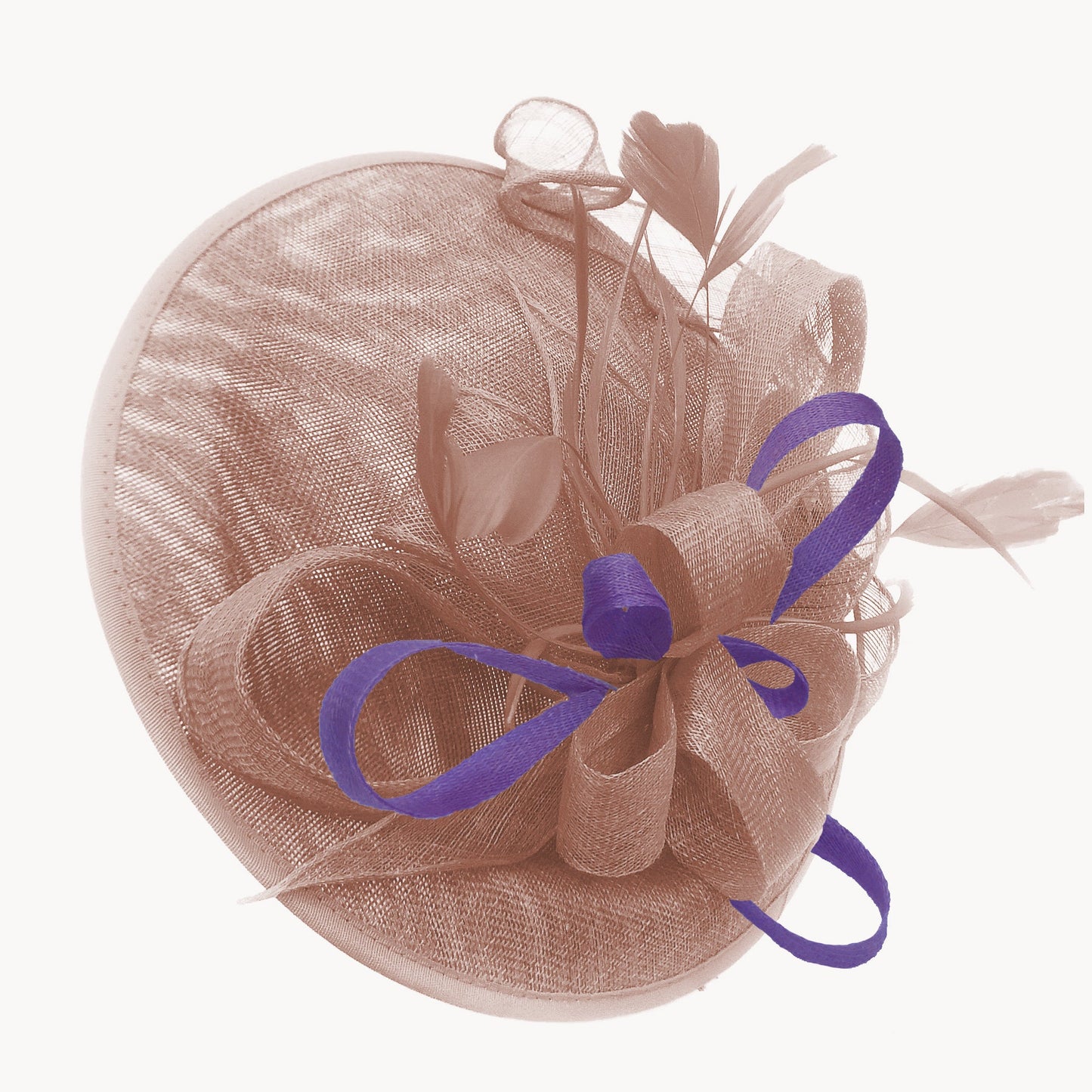 Caprilite Big Saucer Sinamay Dusty Pink & Lavender Purple Mixed Colour Fascinator On Headband