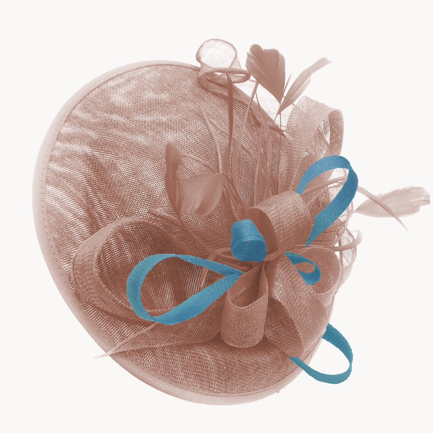 Caprilite Big Saucer Sinamay Dusty Pink & Light Blue Mixed Colour Fascinator On Headband