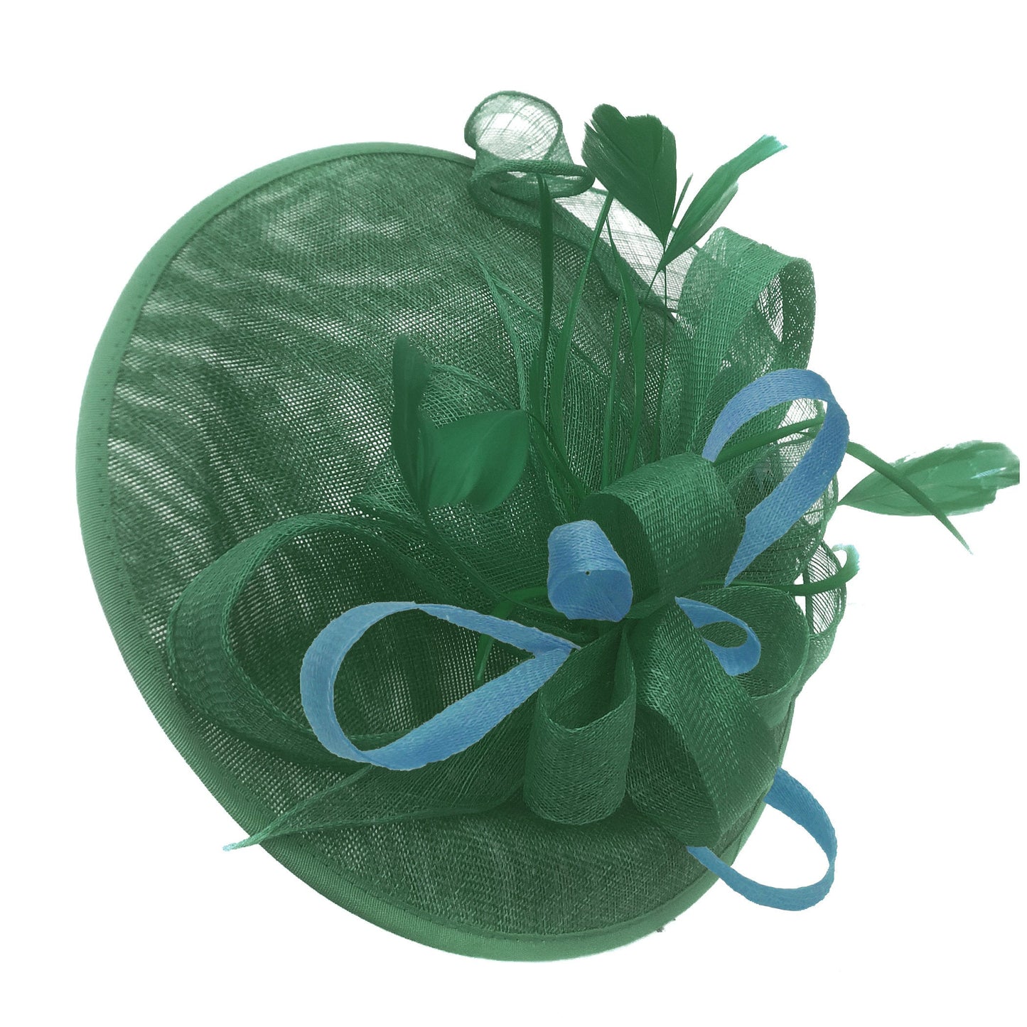 Caprilite Big Saucer Sinamay Green & Light Blue Mixed Colour Fascinator On Headband