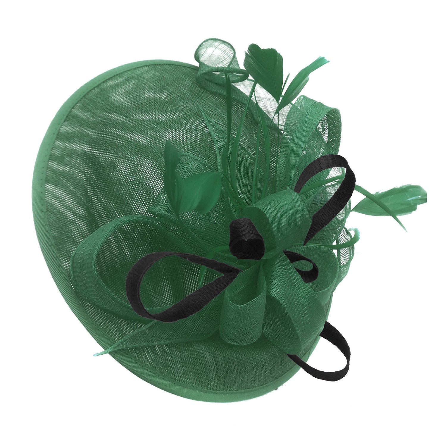 Caprilite Big Saucer Sinamay Green & Black Mixed Colour Fascinator On Headband