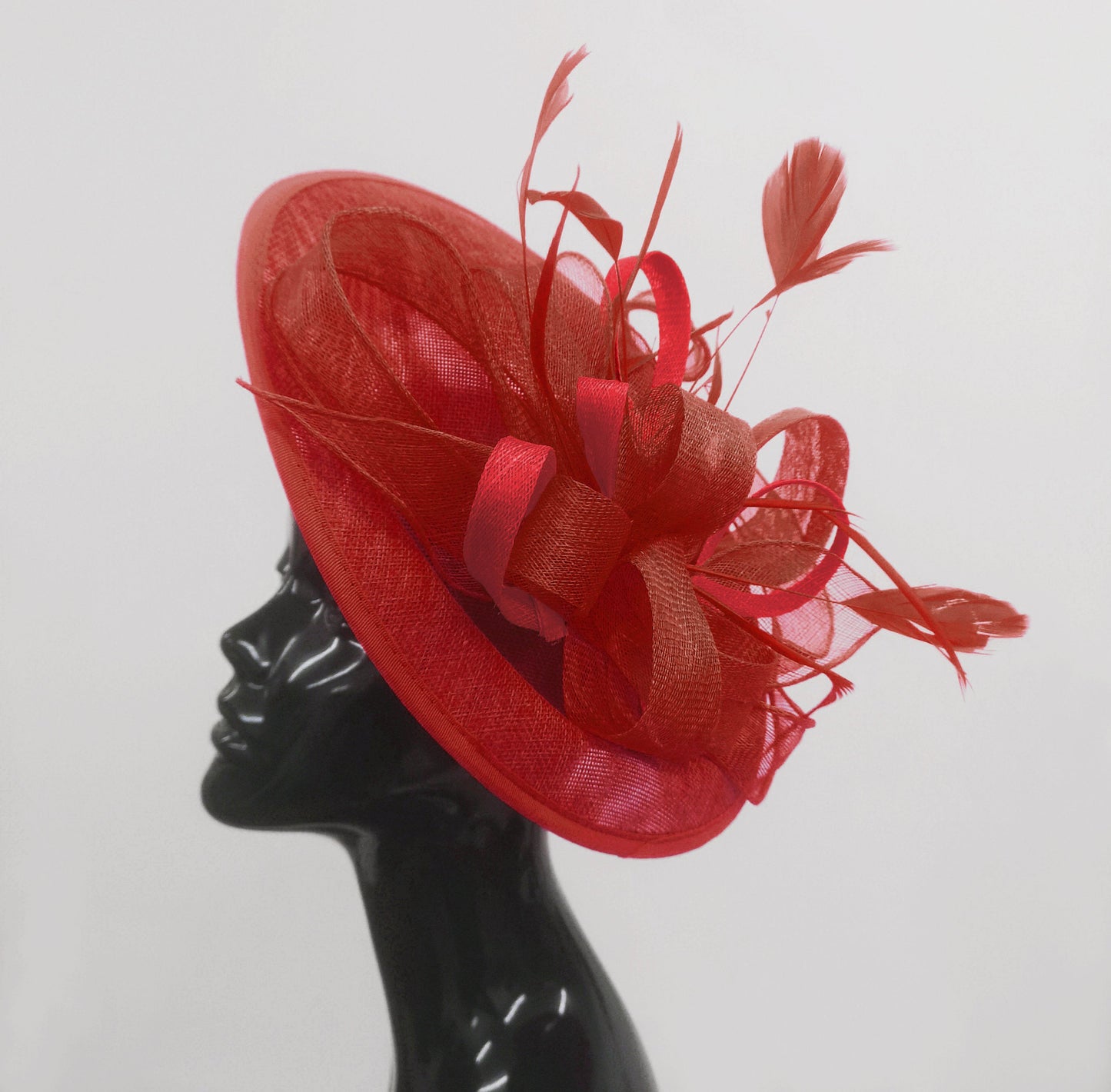 Caprilite Big Saucer Sinamay Red Mixed Colour Fascinator On Headband