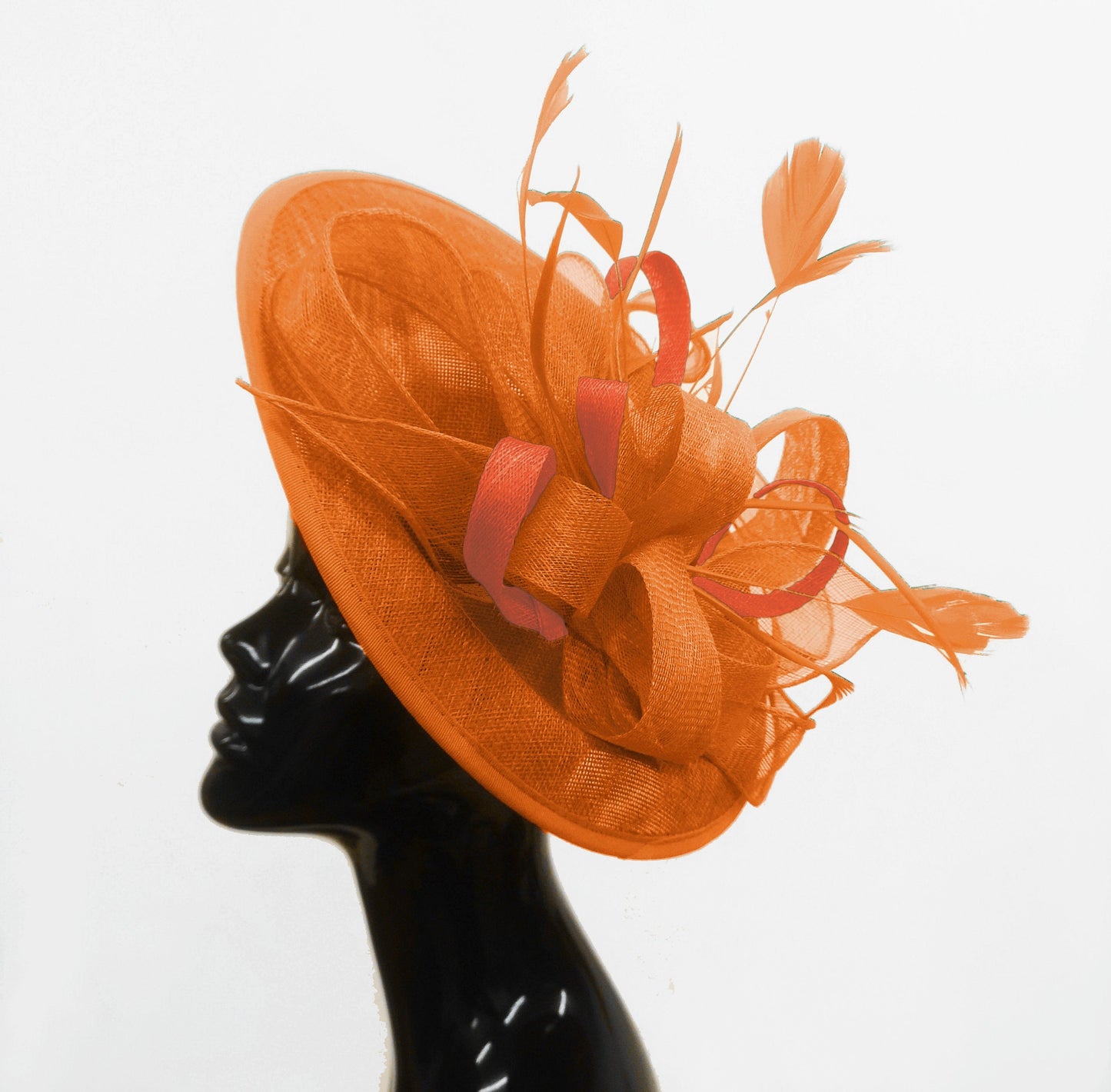 Caprilite Big Saucer Sinamay Orange Colour Fascinator On Headband