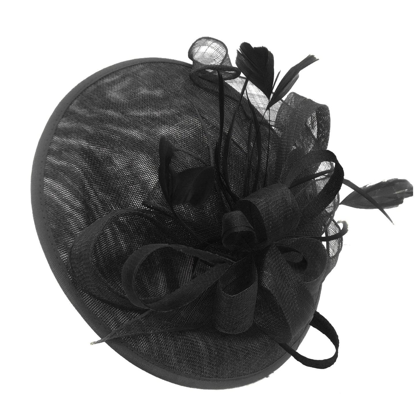 Caprilite Big Saucer Sinamay Black Mixed Colour Fascinator On Headband