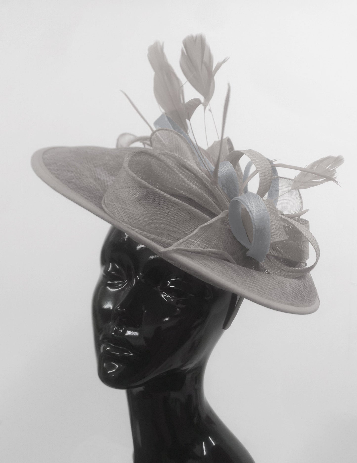 Caprilite Big Saucer Sinamay Silver Grey Colour Fascinator On Headband