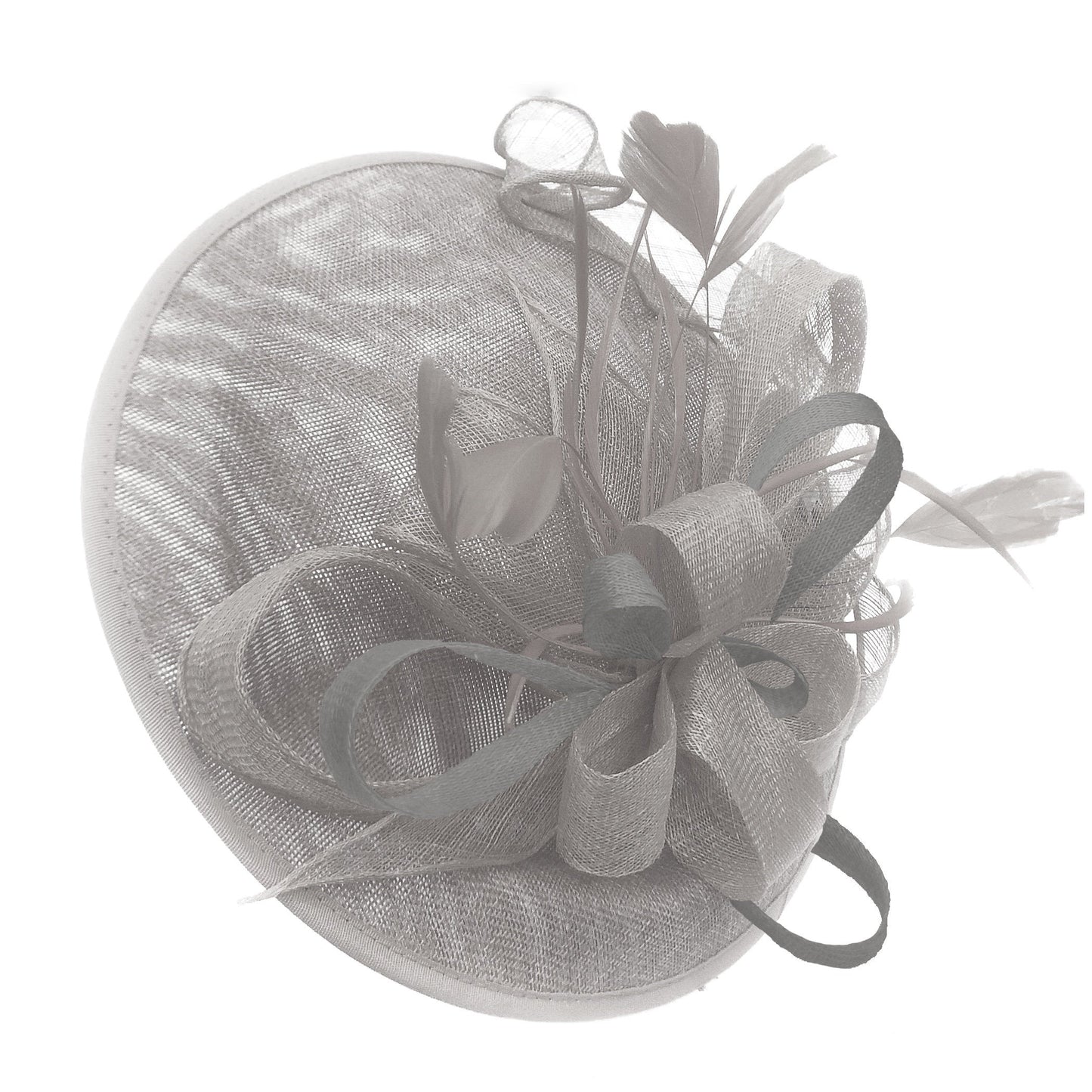 Caprilite Big Saucer Sinamay Silver Grey Colour Fascinator On Headband