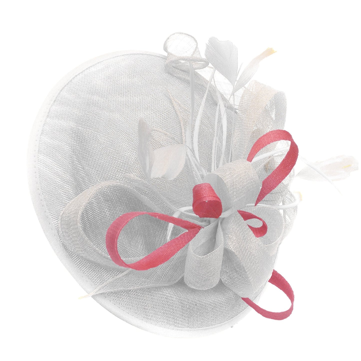 Caprilite Big Saucer Sinamay White & Baby Pink Mixed Colour Fascinator On Headband