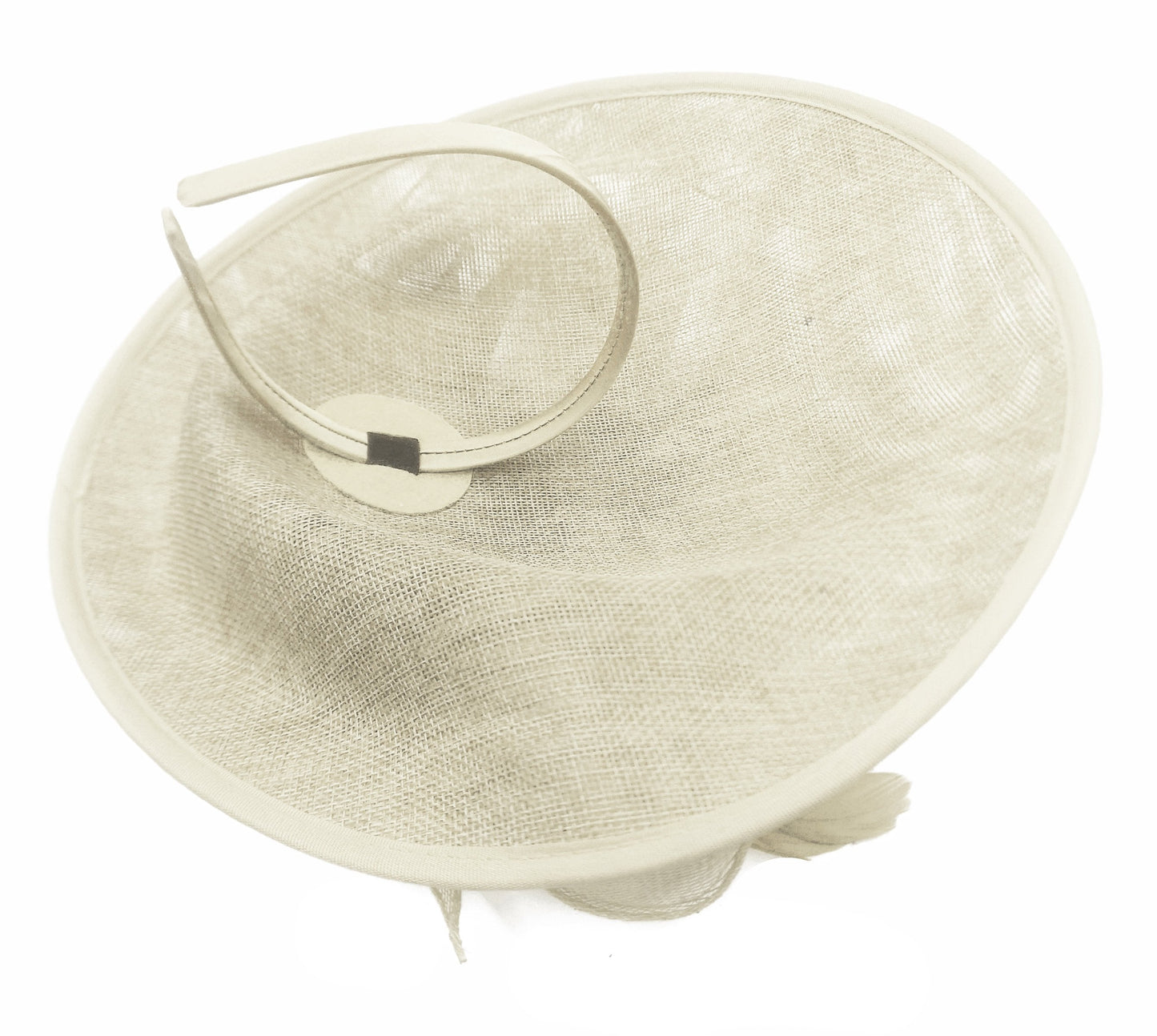 Caprilite Big Saucer Sinamay Cream Ivory & Yellow Mixed Colour Fascinator On Headband