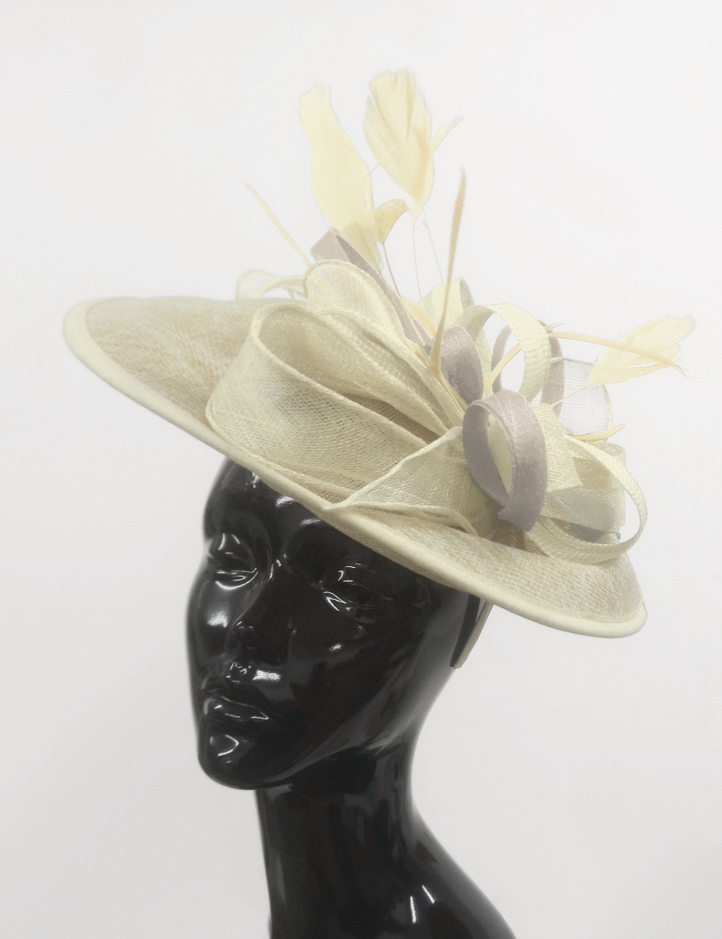 Caprilite Big Saucer Sinamay Cream Ivory Colour Fascinator On Headband
