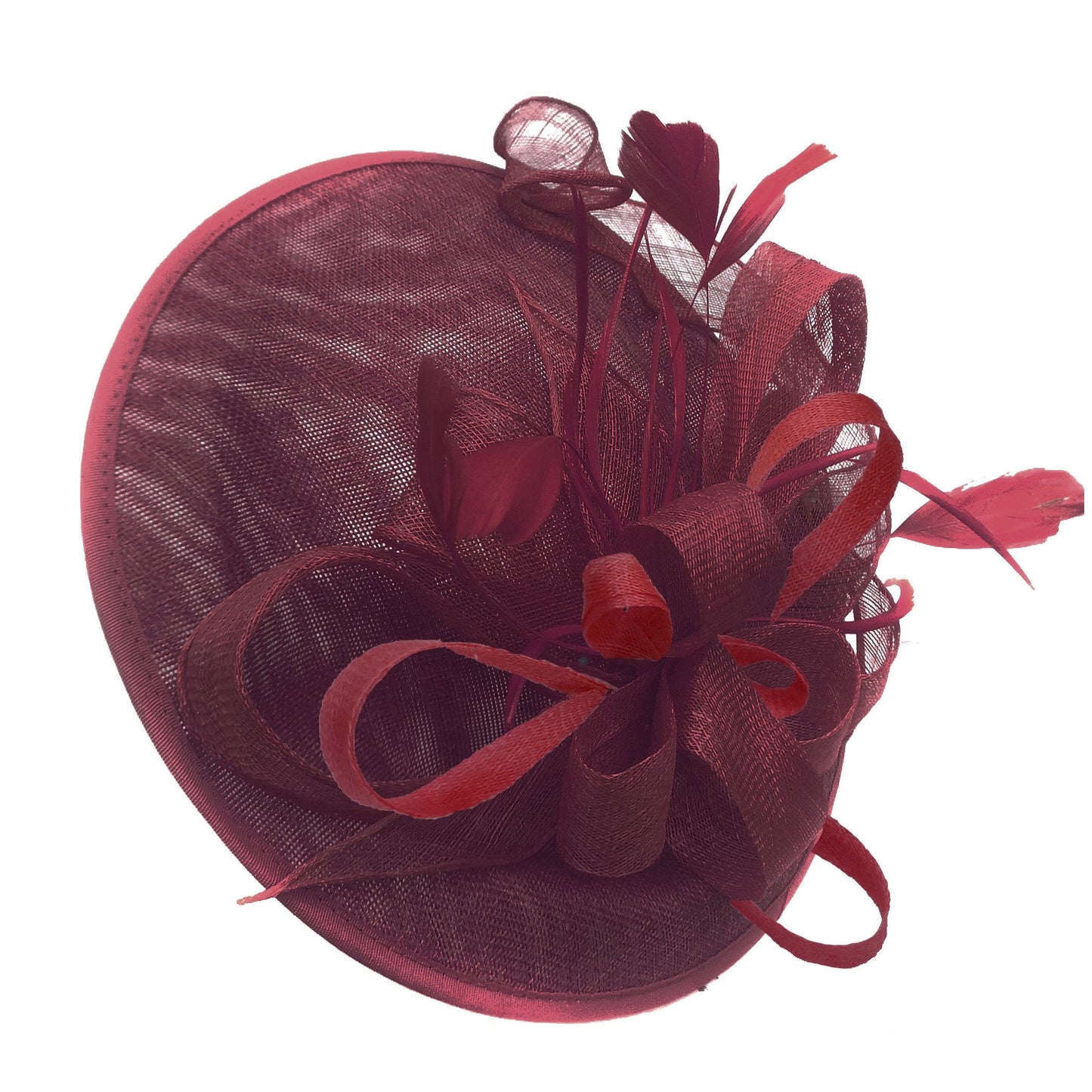 Caprilite Big Saucer Sinamay Burgundy Mixed Colour Fascinator On Headband