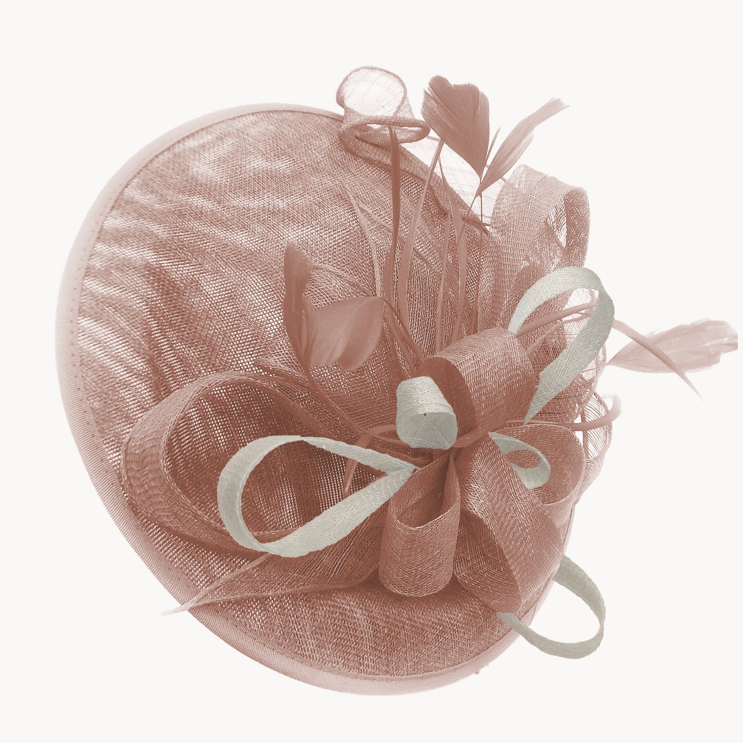 Caprilite Big Saucer Sinamay Dusty Pink & Cream Ivory Mixed Colour Fascinator On Headband