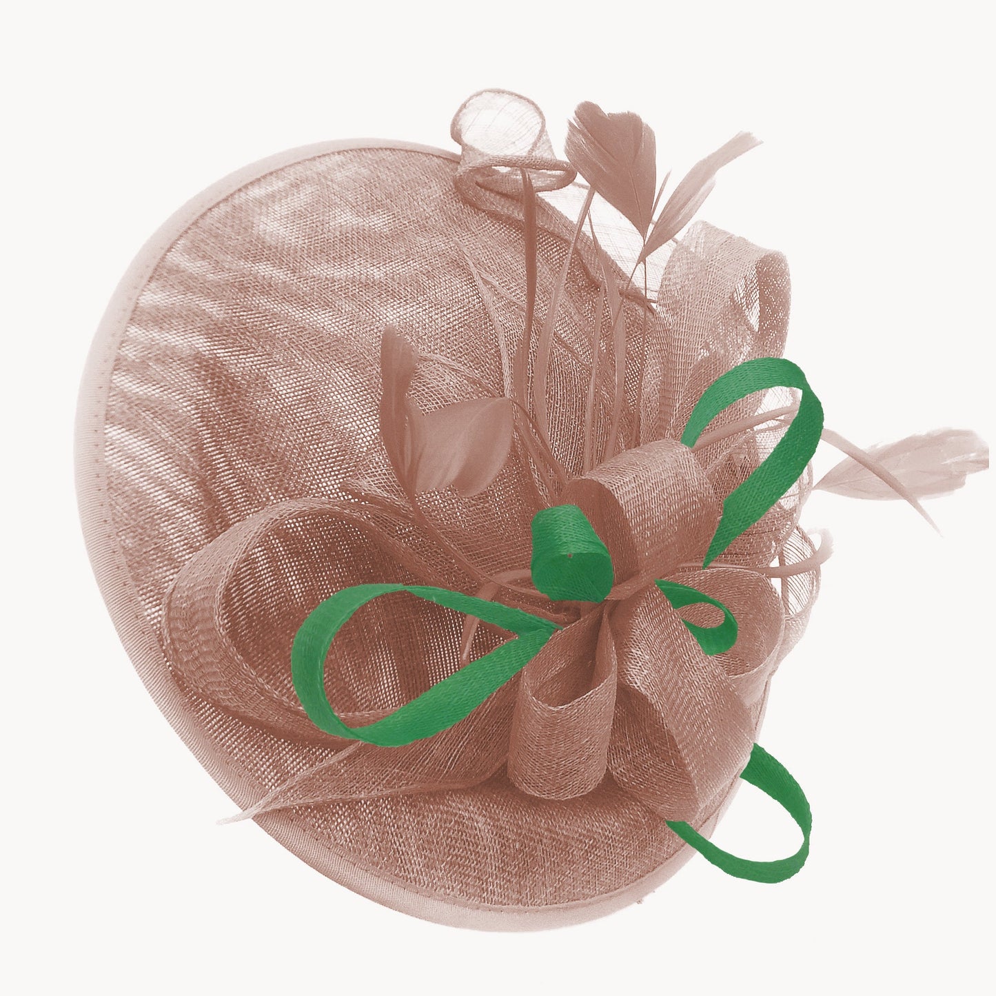 Caprilite Big Saucer Sinamay Dusty Pink & Green Mixed Colour Fascinator On Headband