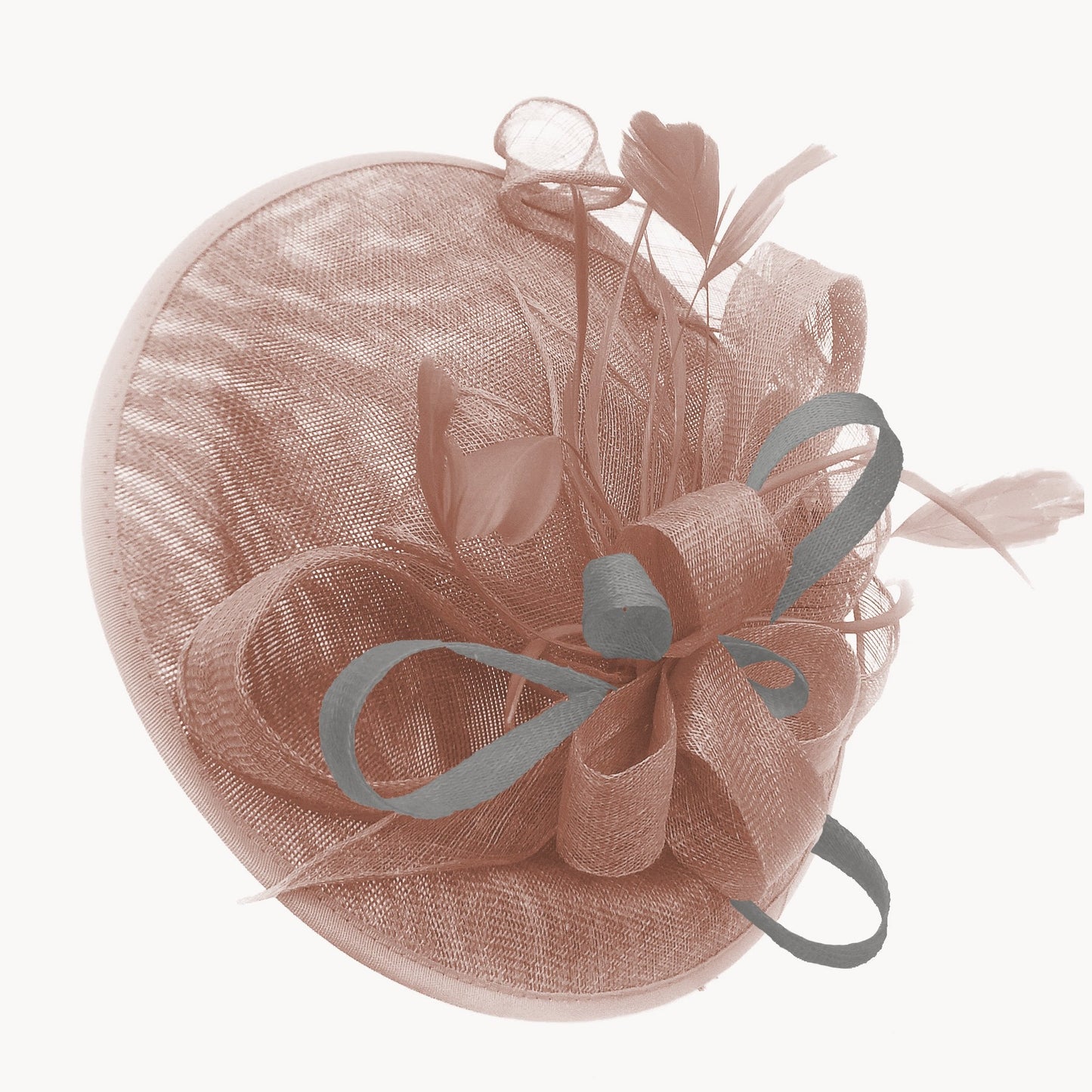 Caprilite Big Saucer Sinamay Dusty Pink & Silver Grey Mixed Colour Fascinator On Headband