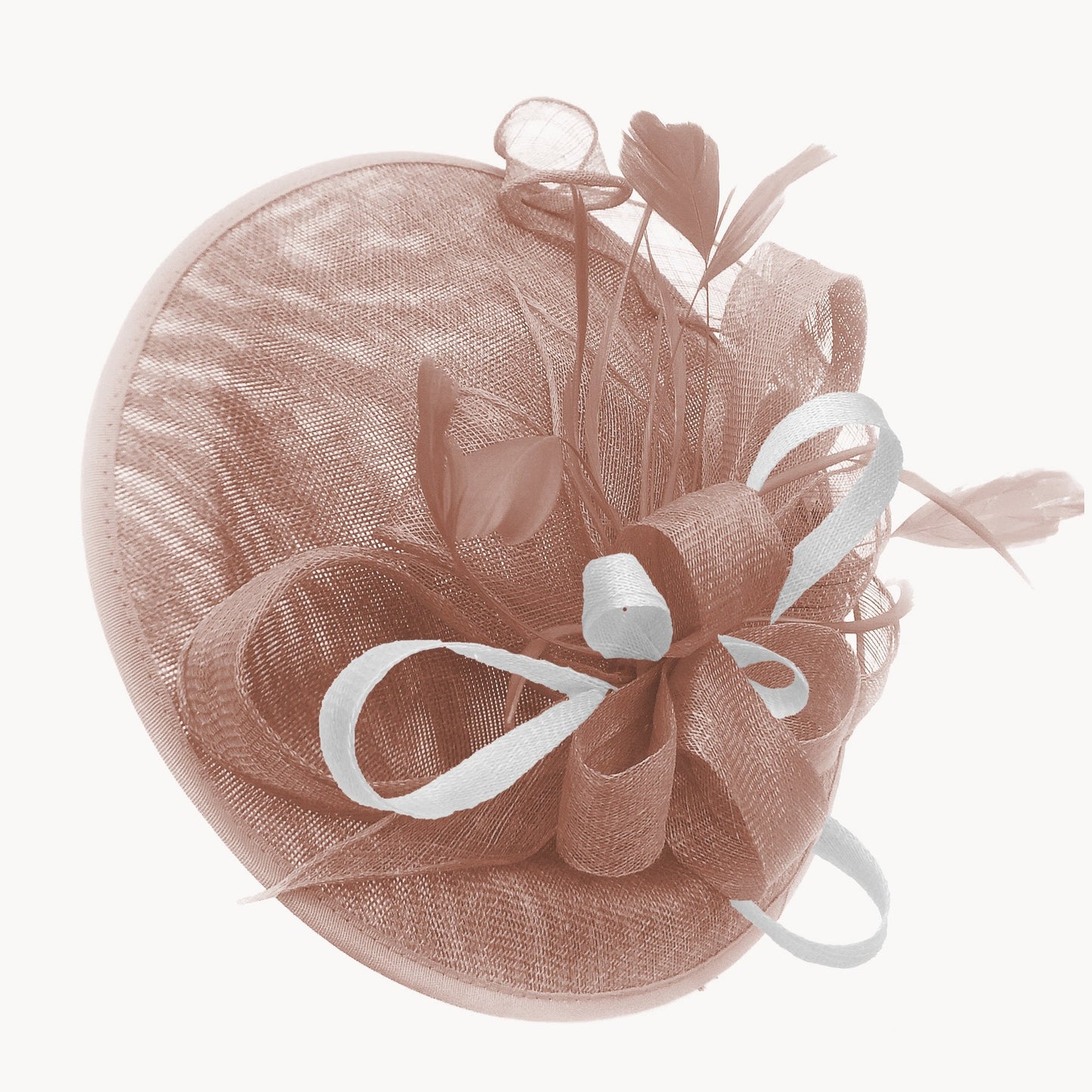 Caprilite Big Saucer Sinamay Dusty Pink & White Mixed Colour Fascinator On Headband