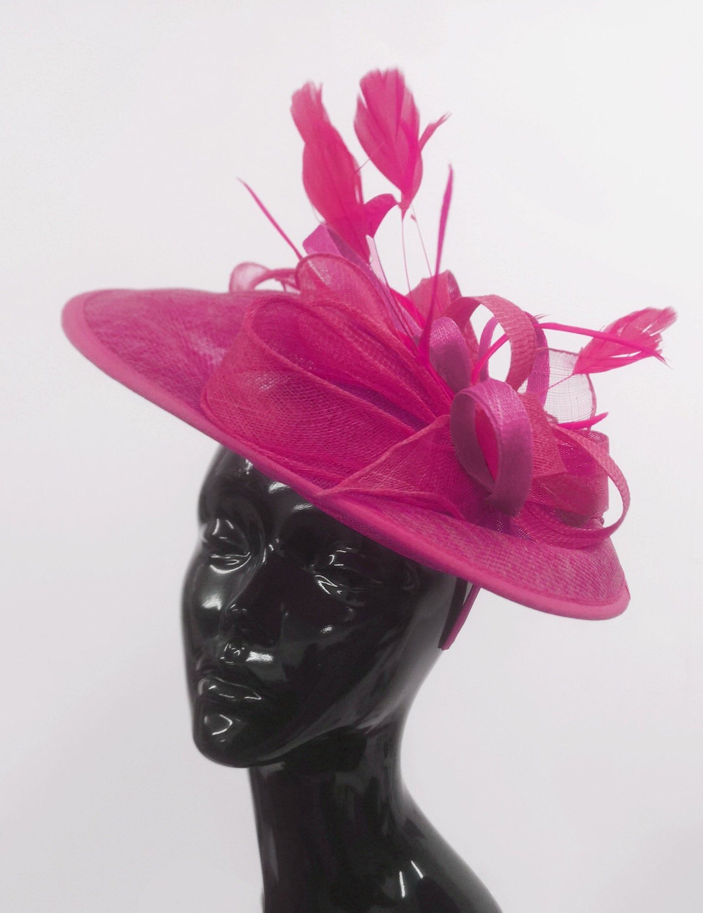 Caprilite Big Saucer Sinamay Fuchsia Hot Pink Colour Fascinator On Headband