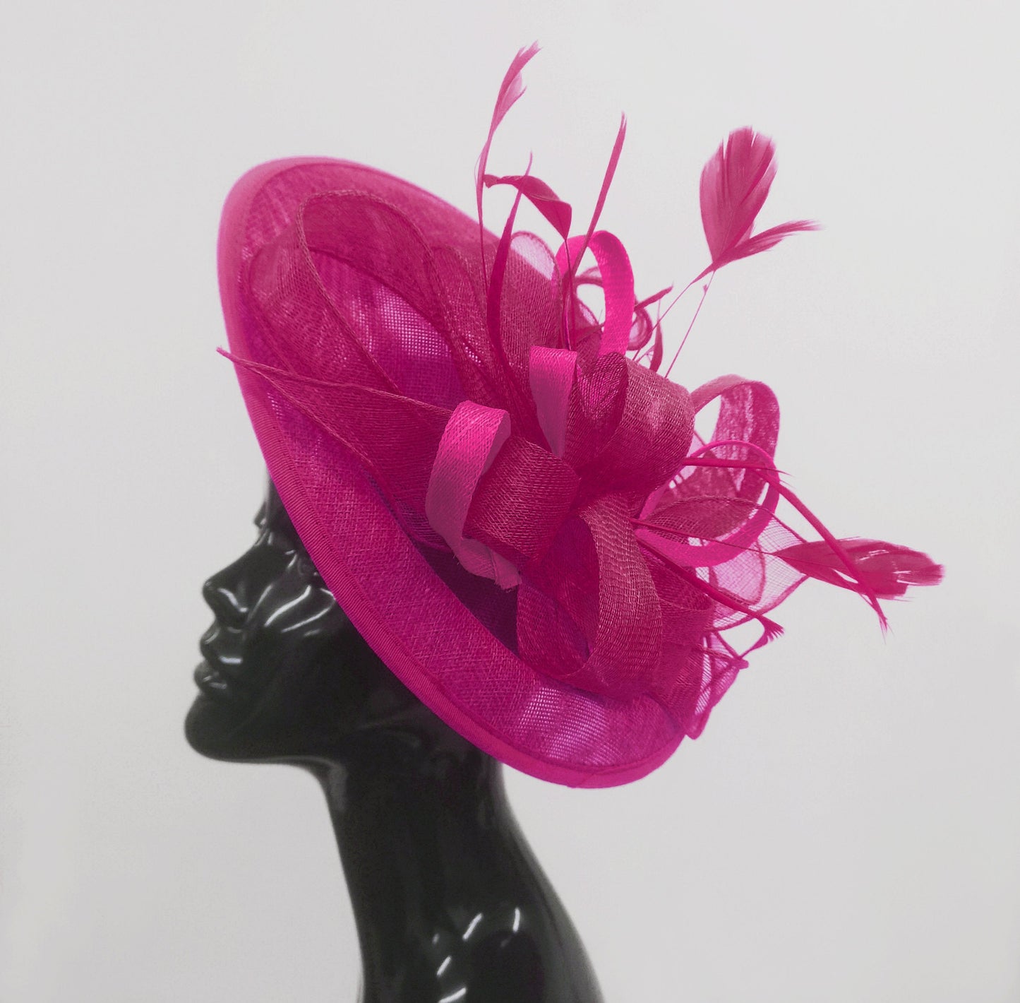 Caprilite Big Saucer Sinamay Fuchsia Hot Pink Colour Fascinator On Headband
