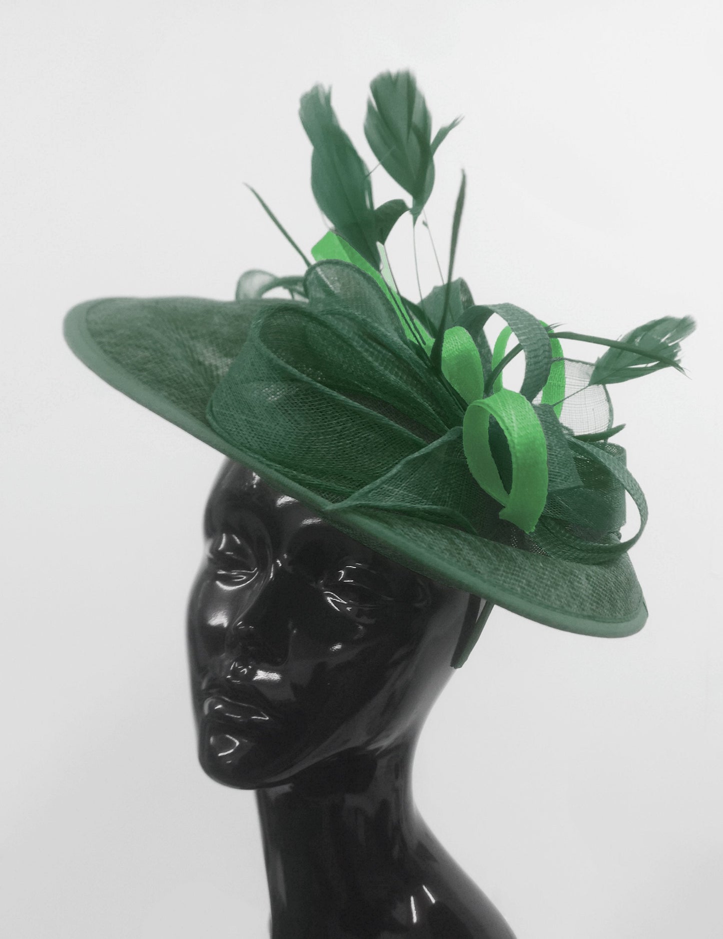 Caprilite Big Saucer Sinamay Green Mixed Colour Fascinator On Headband