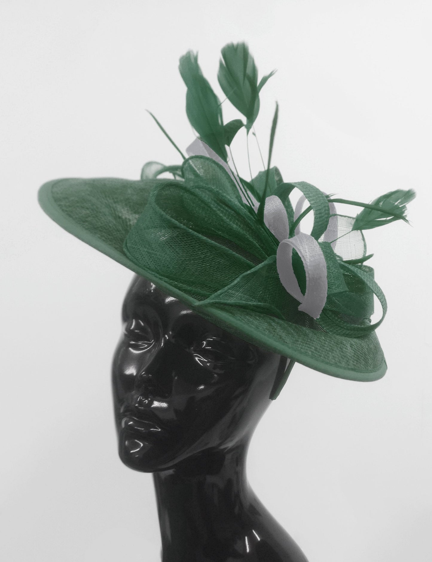 Caprilite Big Saucer Sinamay Green & Grey Mixed Colour Fascinator On Headband
