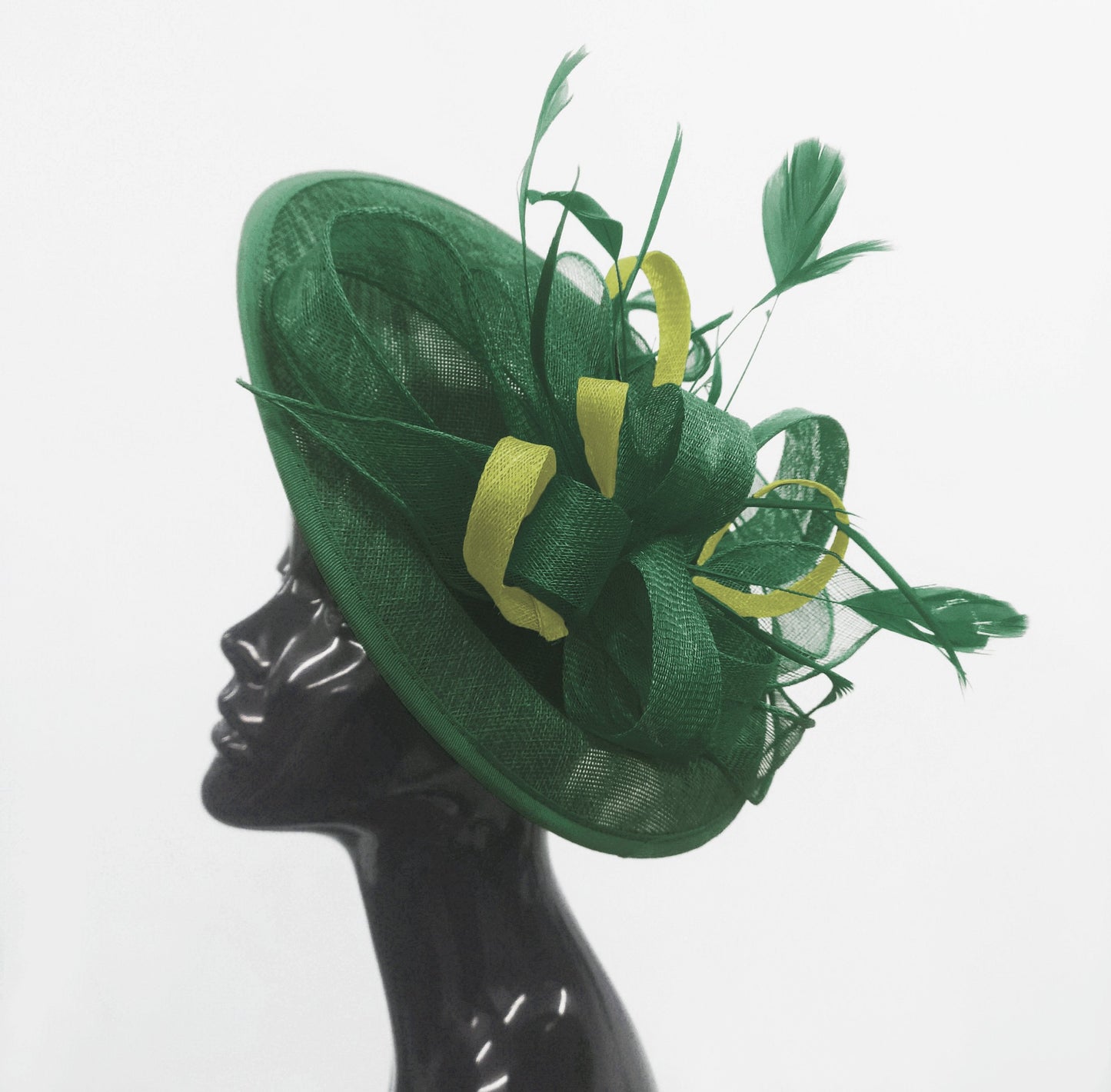 Caprilite Big Saucer Sinamay Green & Lime Green Mixed Colour Fascinator On Headband