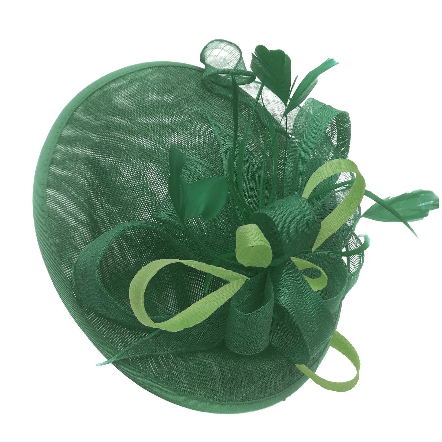 Caprilite Big Saucer Sinamay Green & Lime Green Mixed Colour Fascinator On Headband
