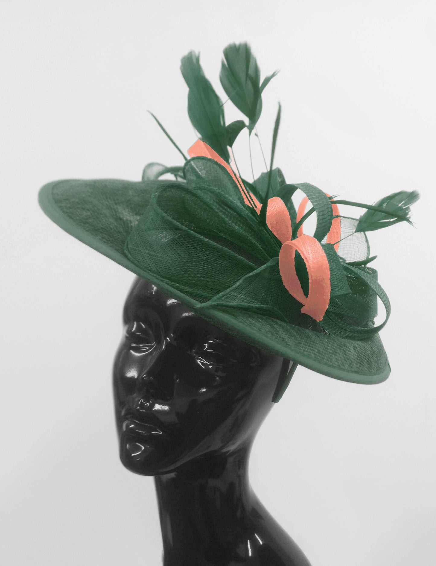Caprilite Big Saucer Sinamay Green & Peach Mixed Colour Fascinator On Headband
