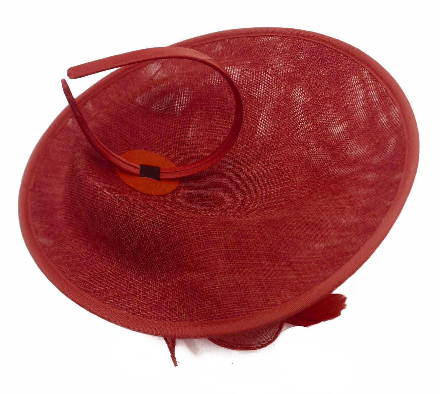 Caprilite Big Saucer Sinamay Red & Grey Silver Mixed Colour Fascinator On Headband
