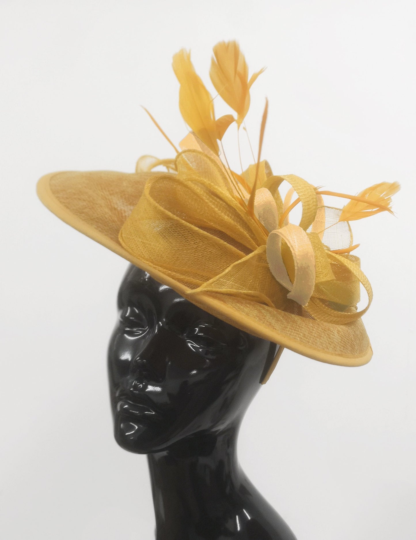 Caprilite Big Saucer Sinamay Gold Mustard Colour Fascinator On Headband