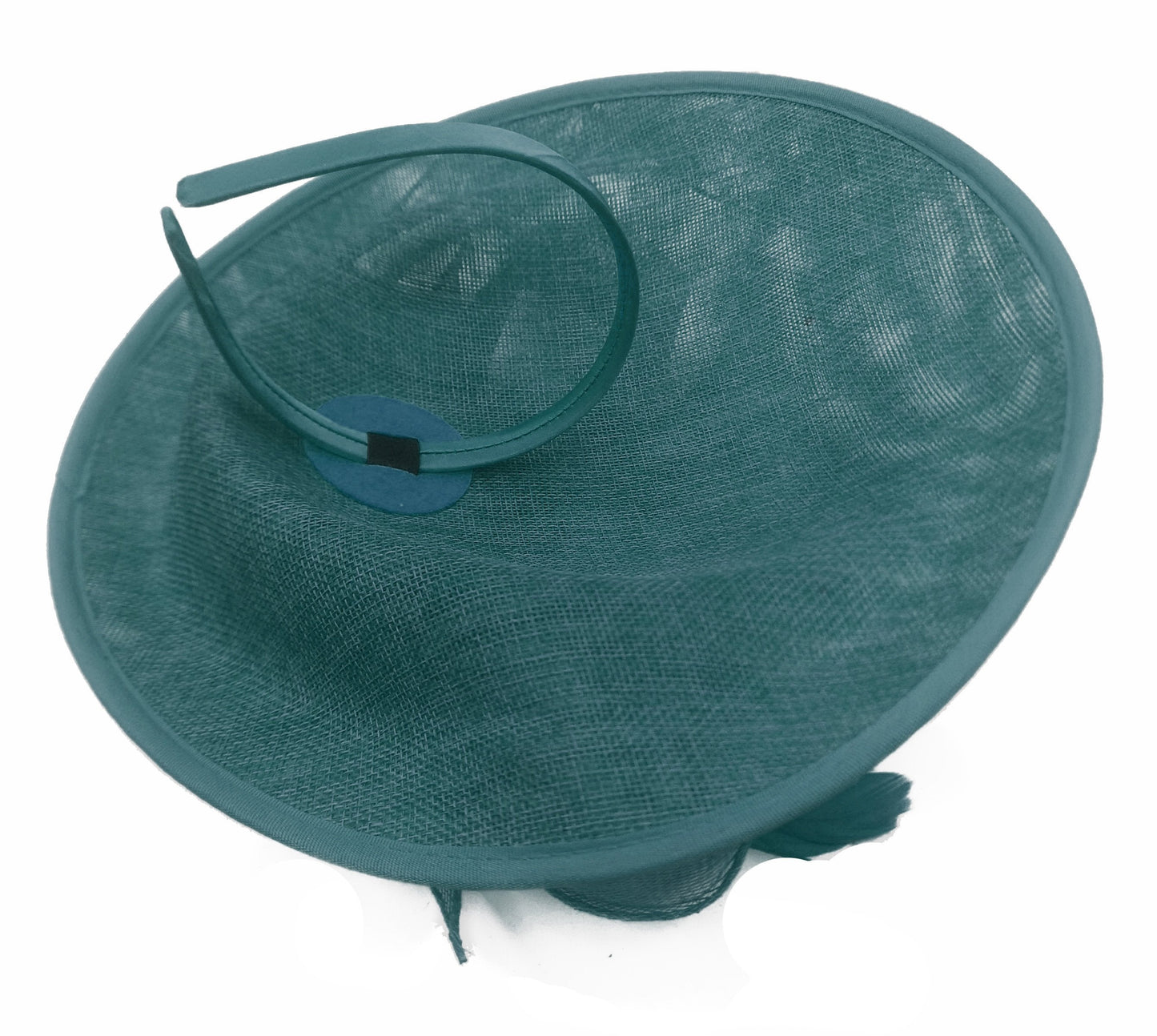 Caprilite Big Saucer Sinamay Teal Turquoise & Green Mixed Colour Fascinator On Headband