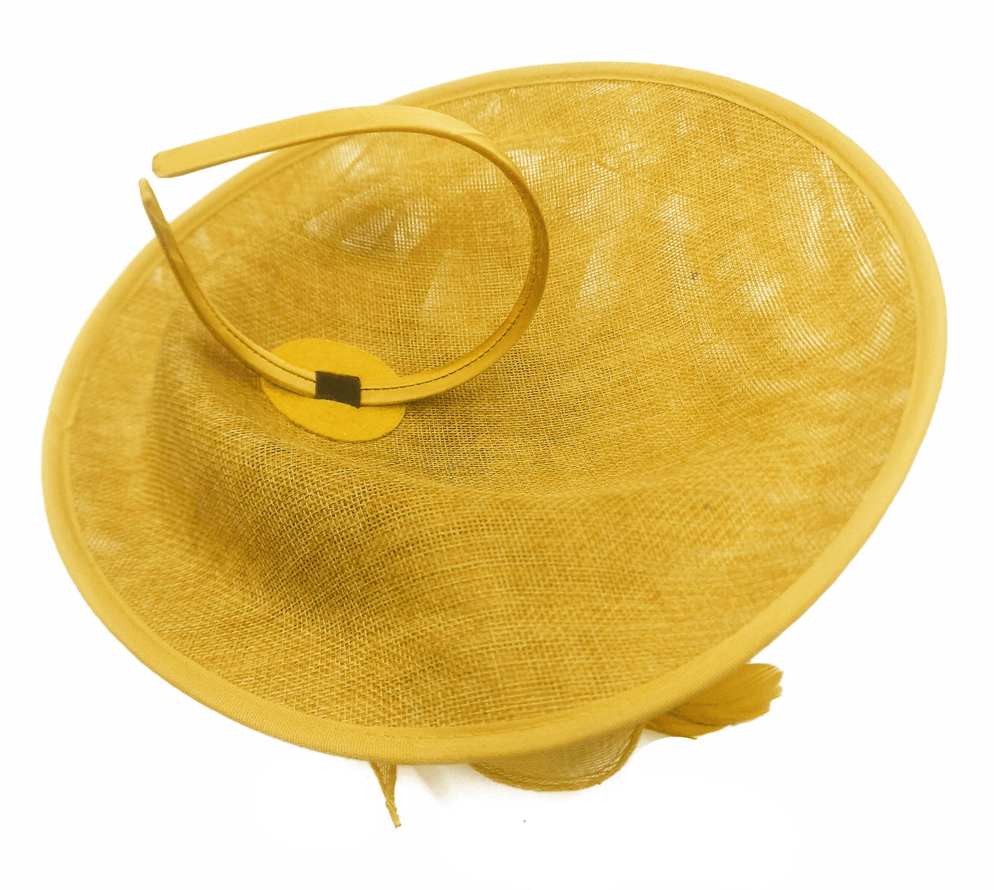 Caprilite Big Saucer Sinamay Yellow & Fuchsia Hot Pink Mixed Colour Fascinator On Headband
