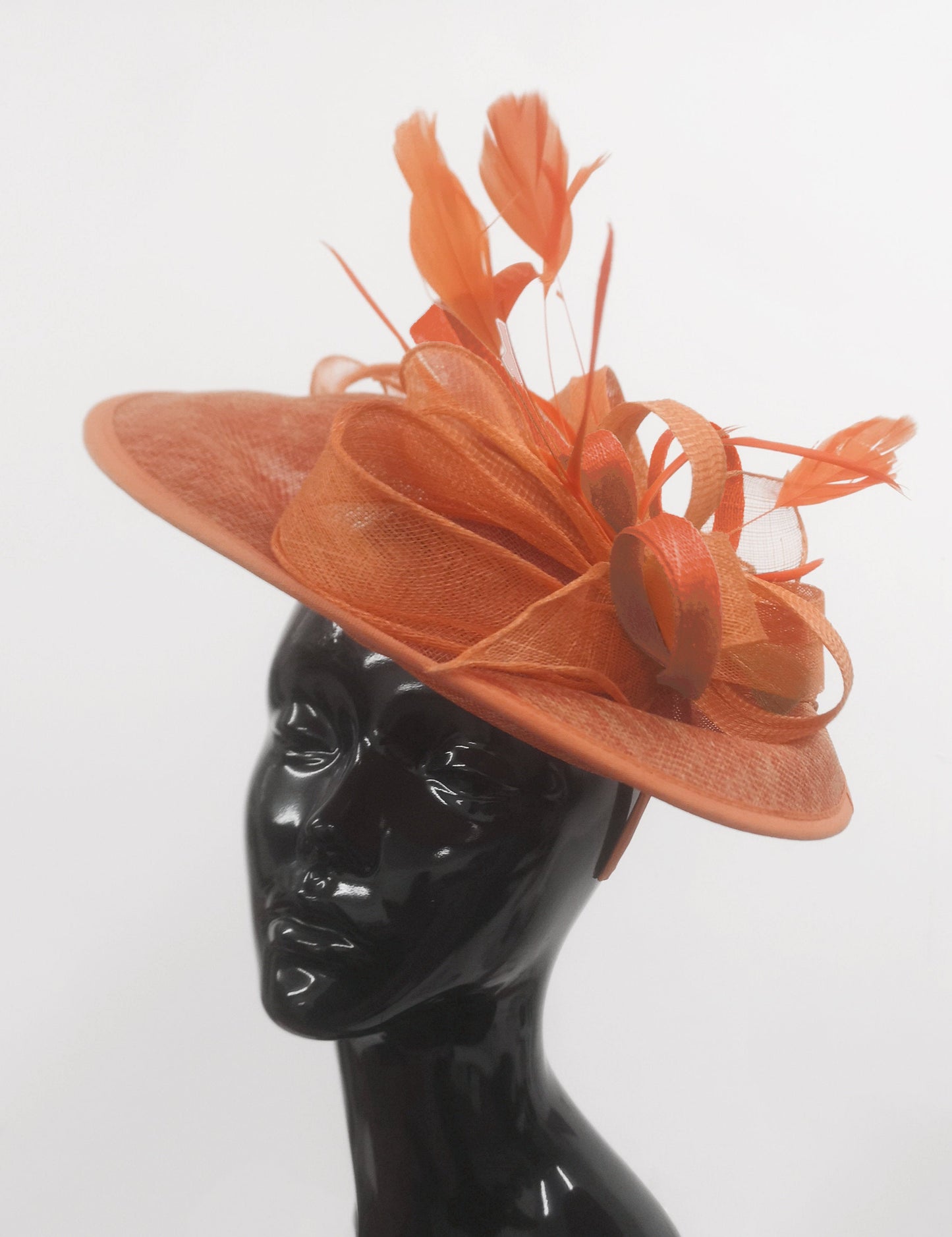 Caprilite Big Saucer Sinamay Orange Colour Fascinator On Headband