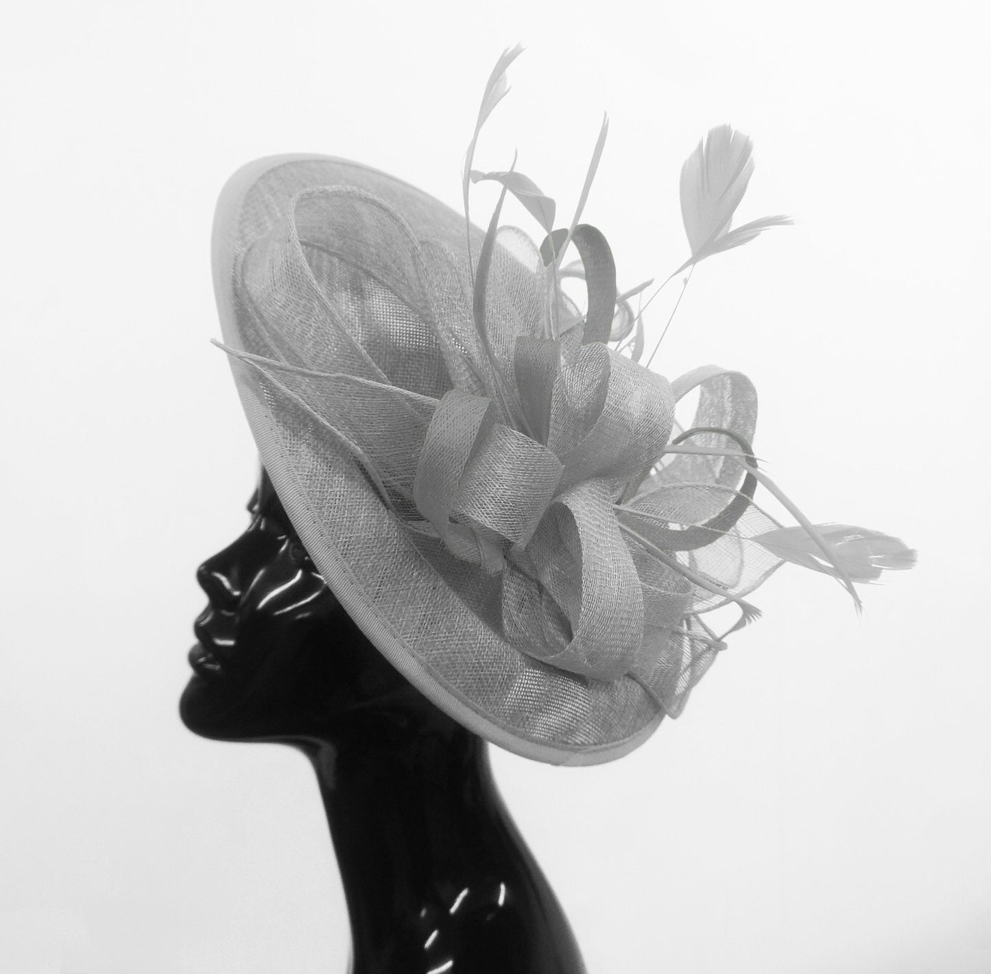 Caprilite Big Saucer Sinamay Silver Grey Colour Fascinator On Headband