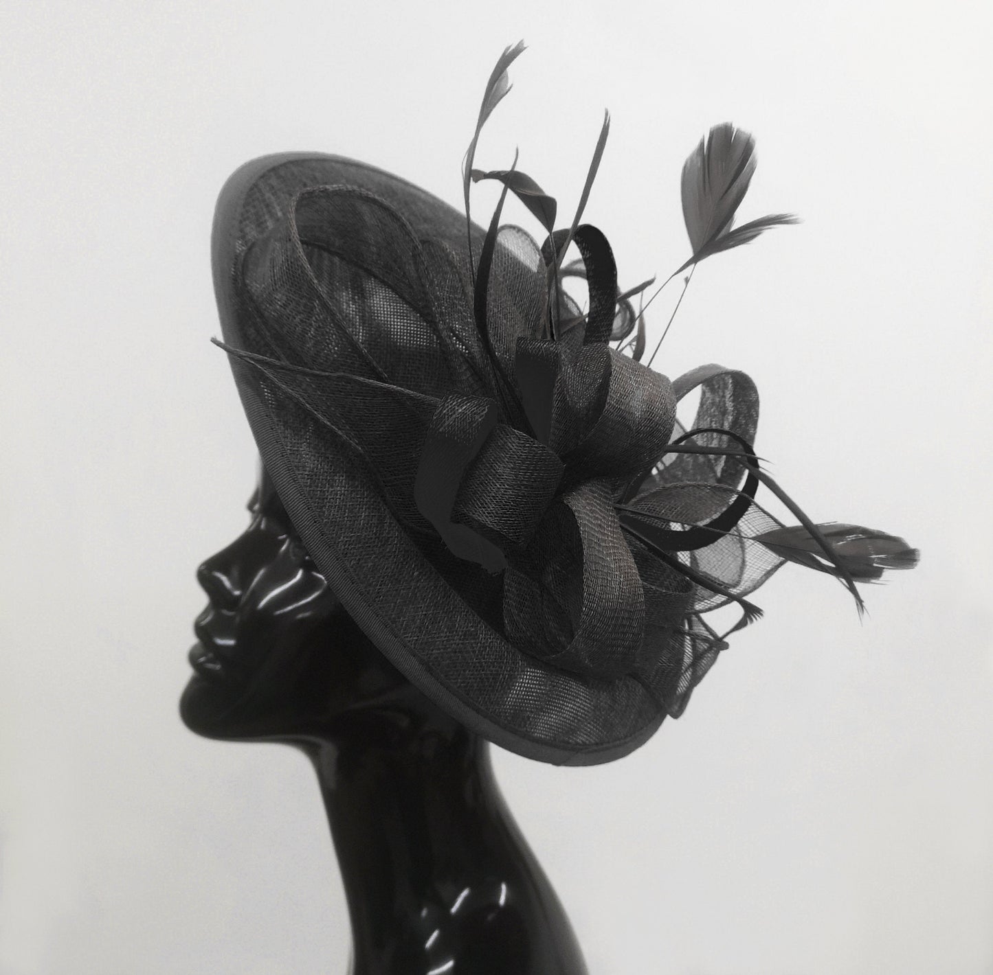 Caprilite Big Saucer Sinamay Black Mixed Colour Fascinator On Headband