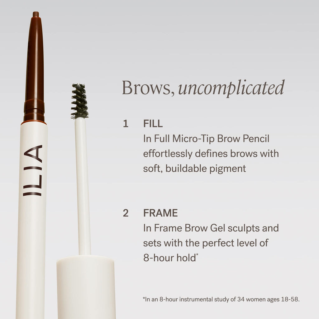 ILIA In Full Micro-Tip Brow Pencil with Spoolie - Dark Brown | Buildable Pigment, Fade-Resistant, Fragrance-Free & Silicone-Free | Safe for Sensitive Eyes | Vegan & Cruelty-Free