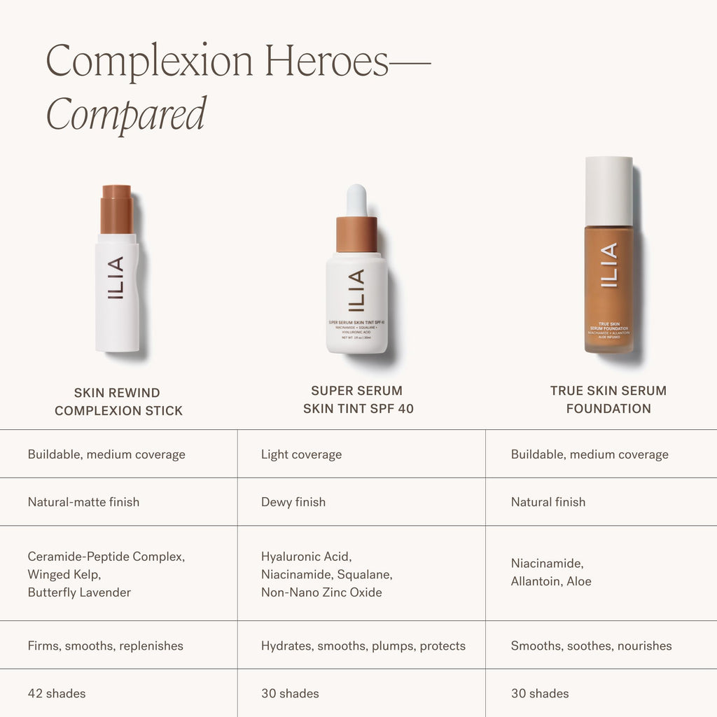 ILIA Skin Rewind Complexion Stick – Foundation + Concealer + Skincare (9N Tupelo, 0.35 oz)
