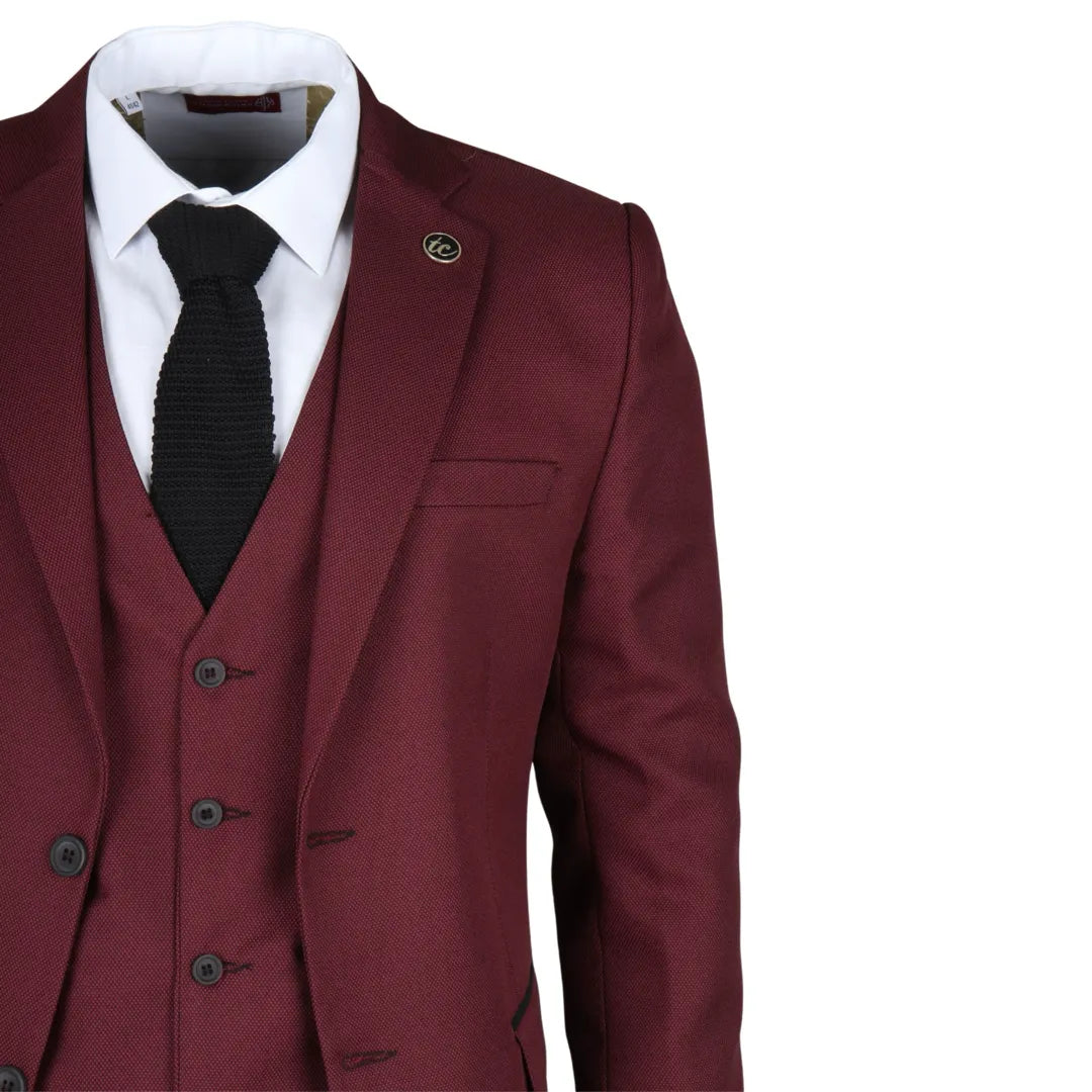 IM09 - Men's 3 Piece Burgundy Classic Suit