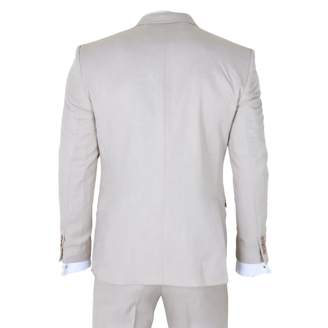 IM1 - Men's Classic Plain Cream 3 Piece Suit
