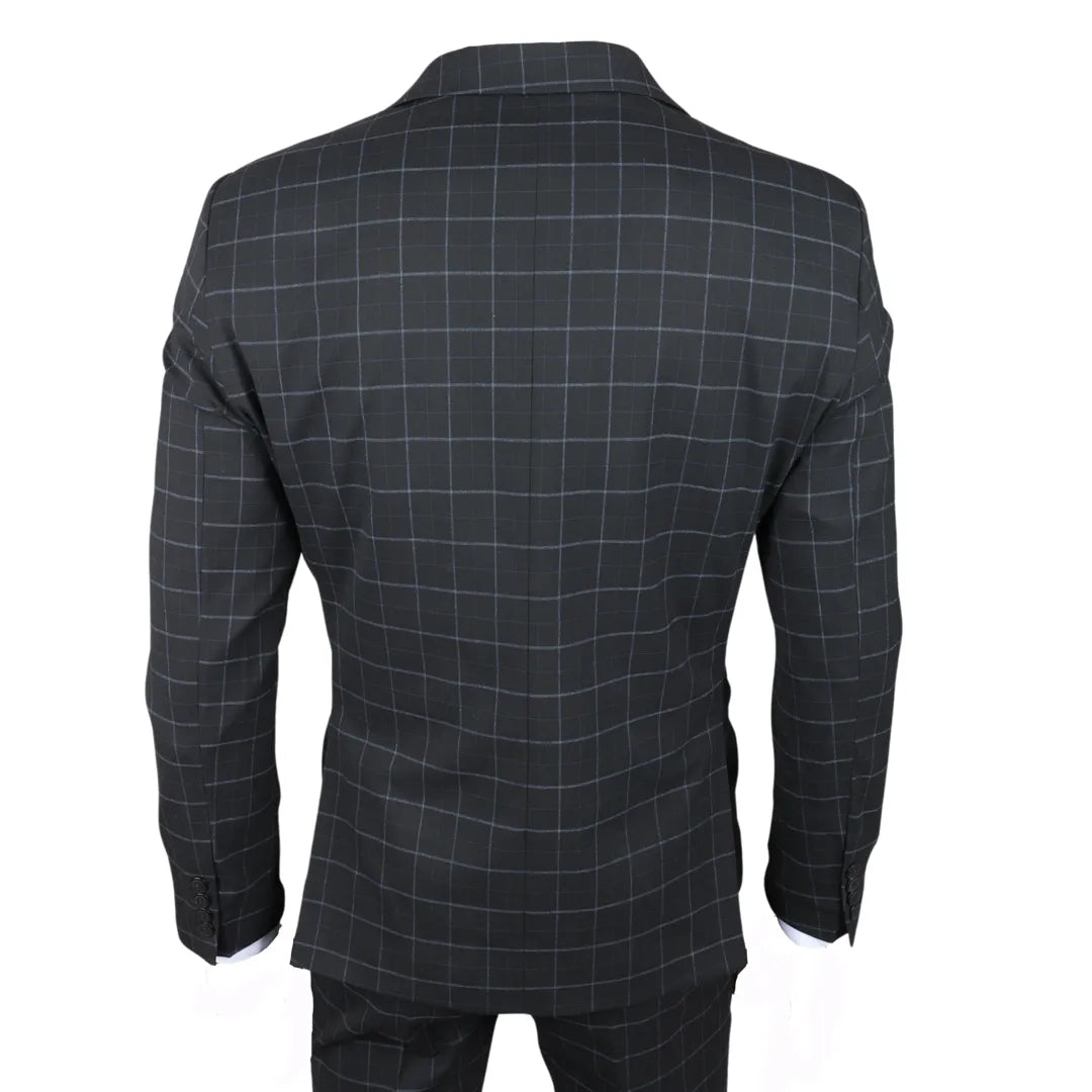 IM3 - Men's Black Checked Tailored Fit Suit