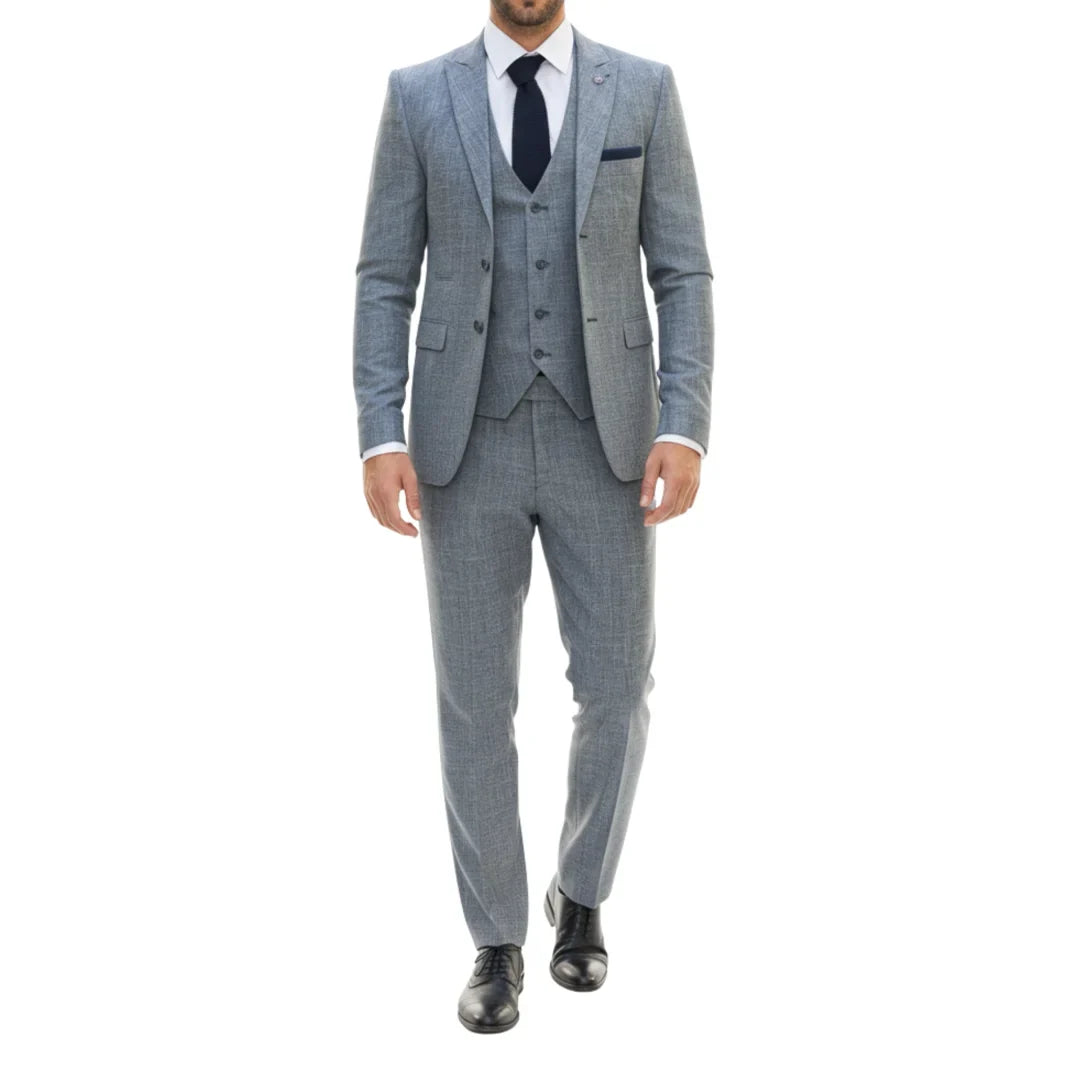 IM33 - Men's 3 Piece Blue Tailored Fit Suit