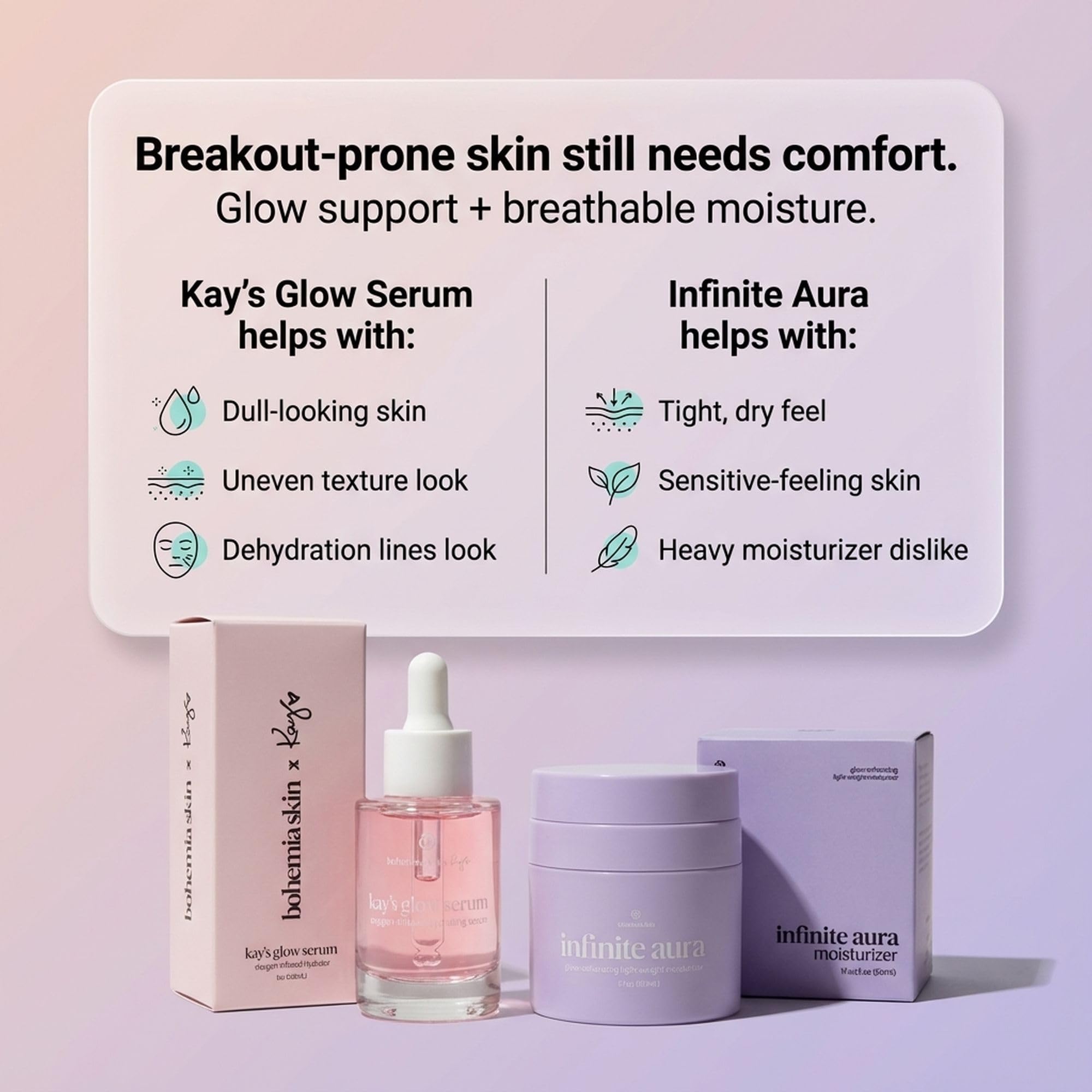 Bohemia Skin Kay’s Glow Serum & Infinite Aura Moisturizer Bundle — THD Vitamin C Serum + Copper Peptide Barrier Cream